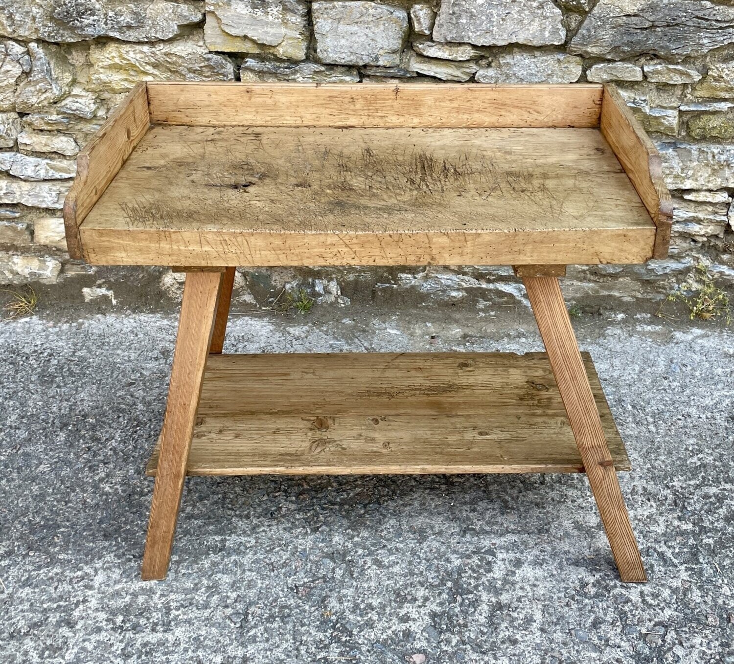 Antique Slab Top Prep Table