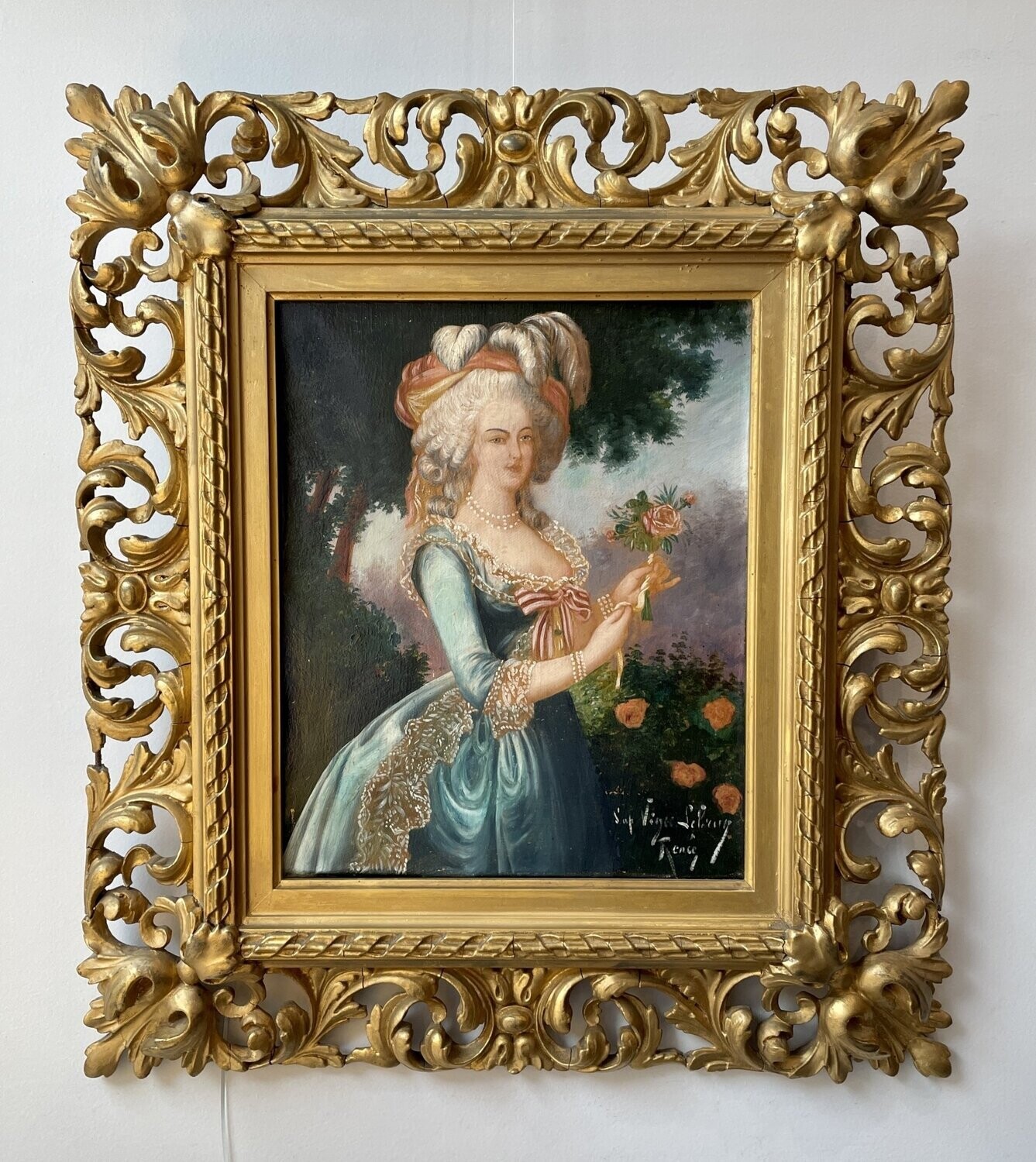 Oil on Canvas Portrait in Florentine Frame