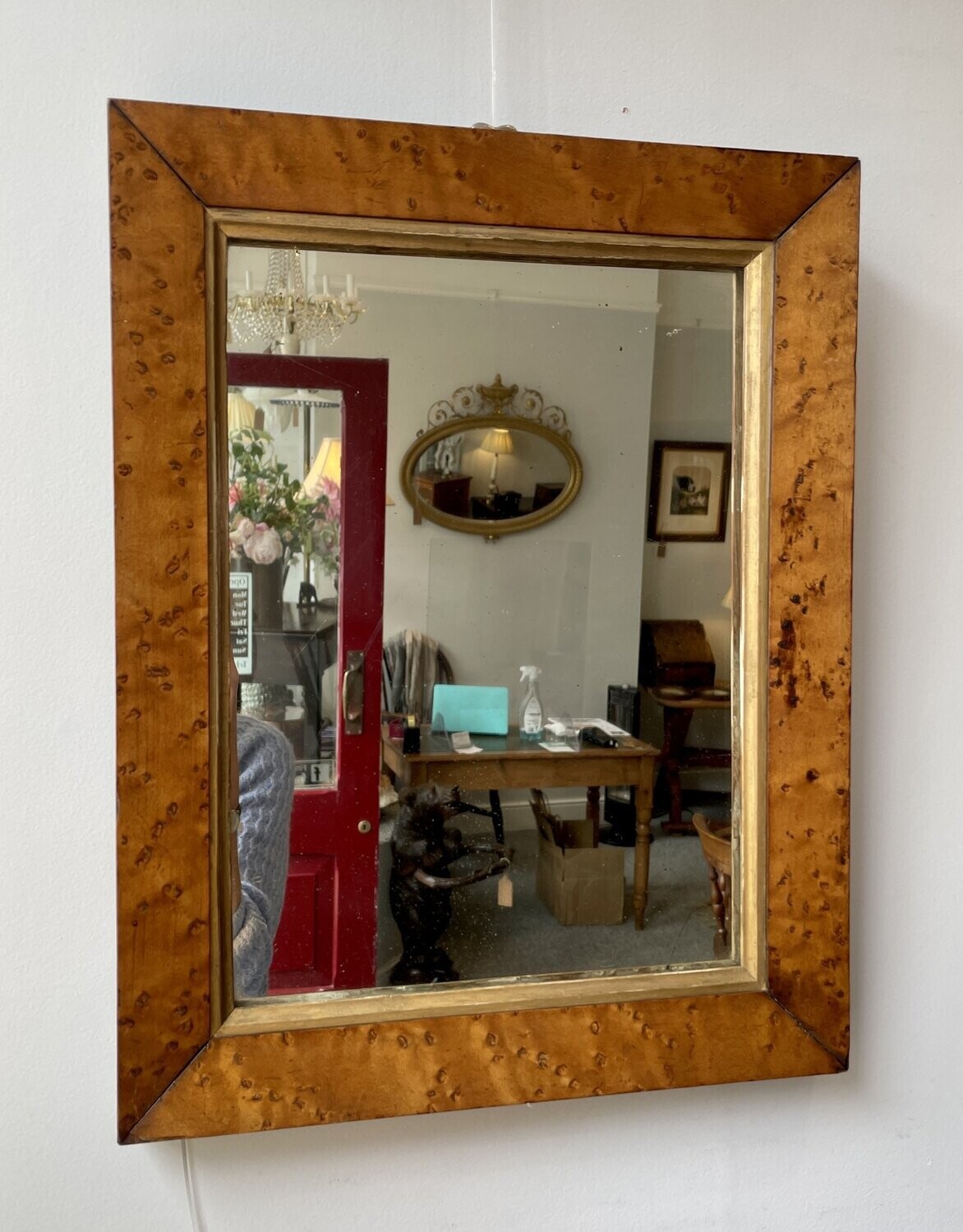Antique Birds Eye Maple Framed Mirror