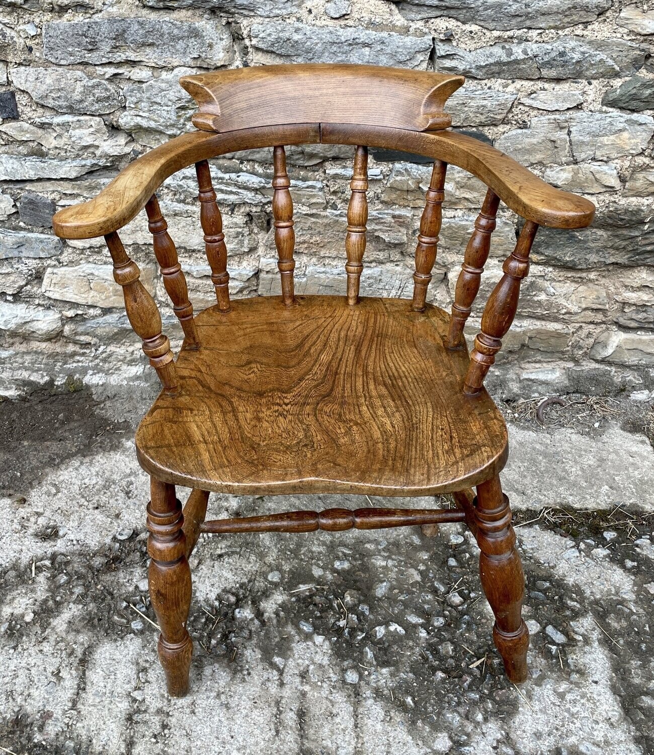 Antique Elm Captains Chair