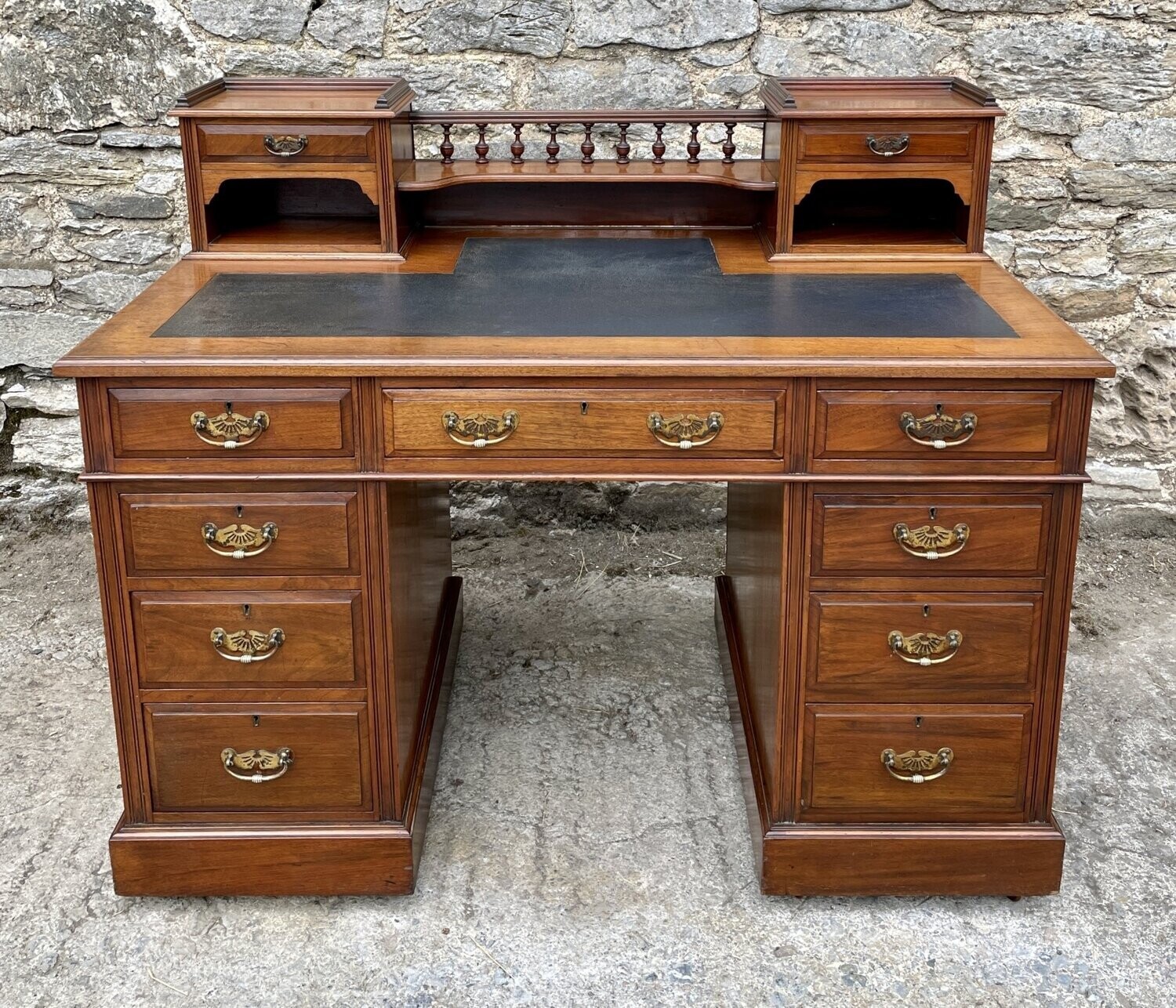 Edwardian Walnut Pedestal Desk