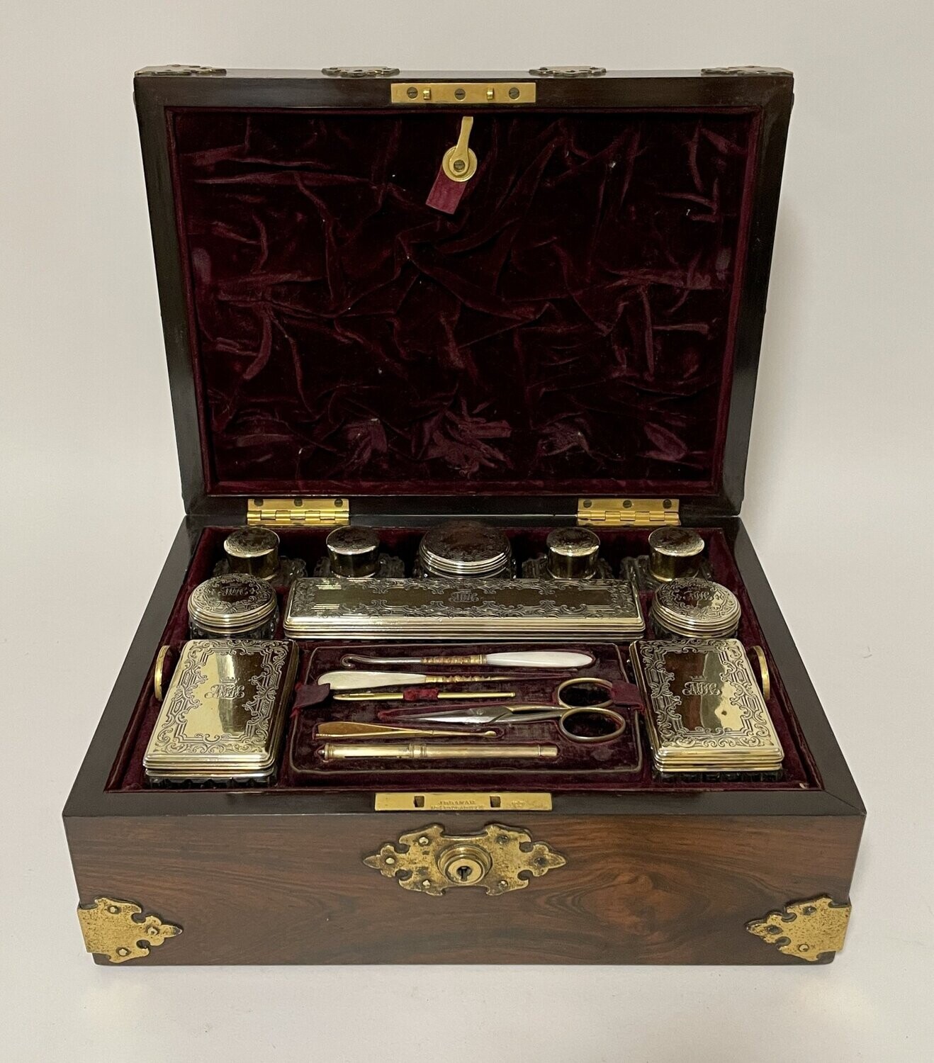 ​Victorian Rosewood Vanity Box with Silver Fittings