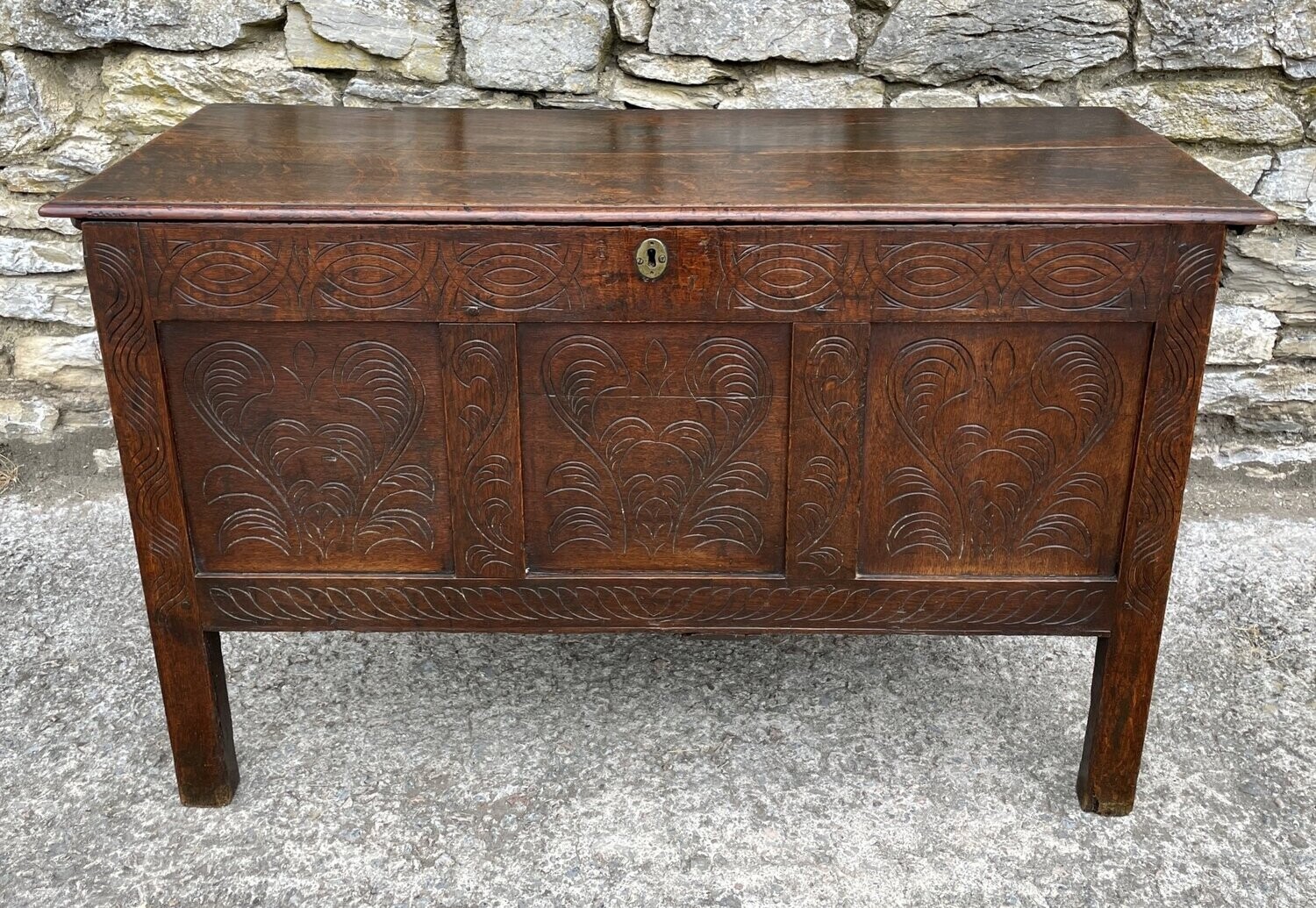 18th Century Carved Oak Coffer