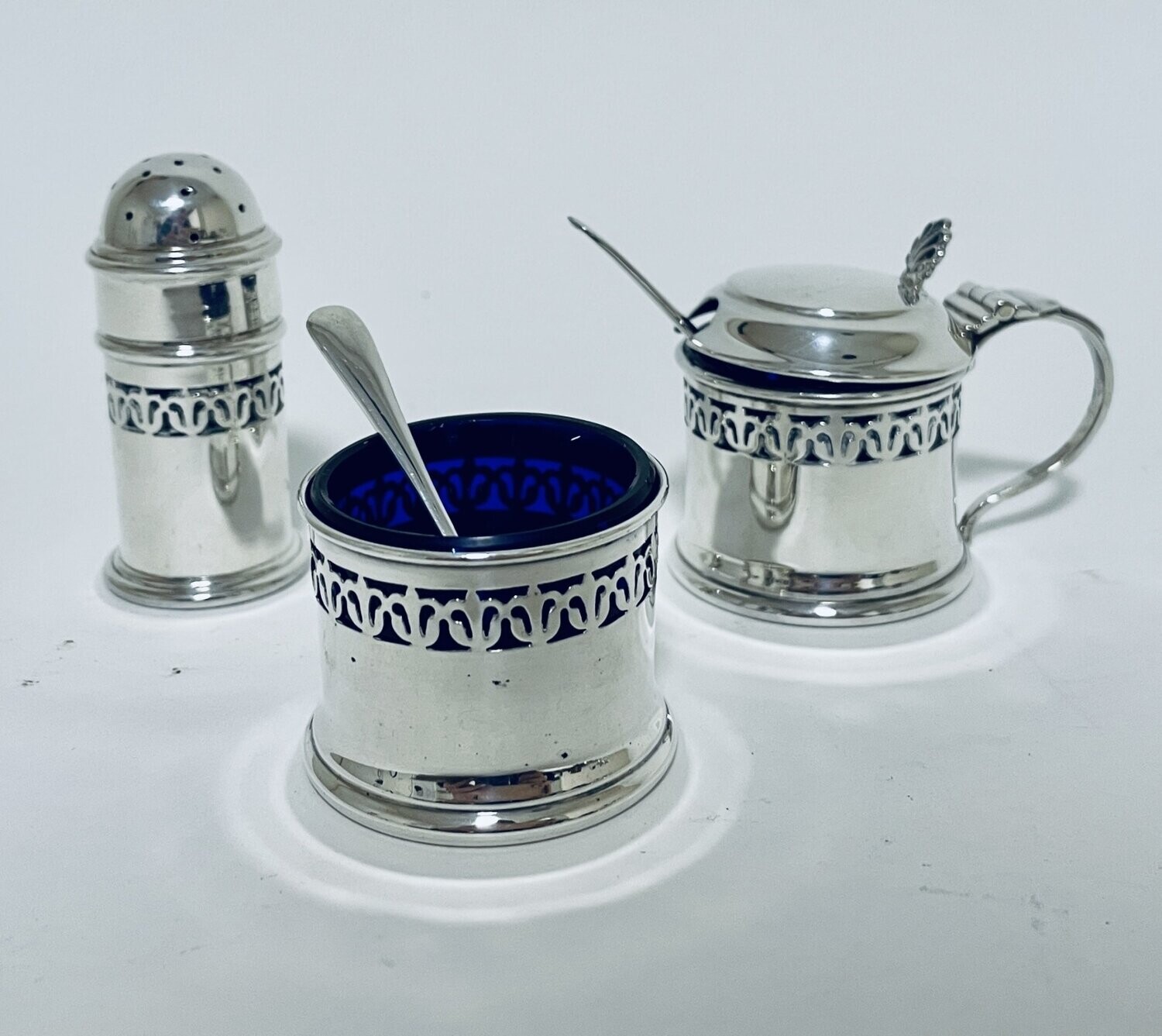 Antique 5 Piece Silver Cruet Set