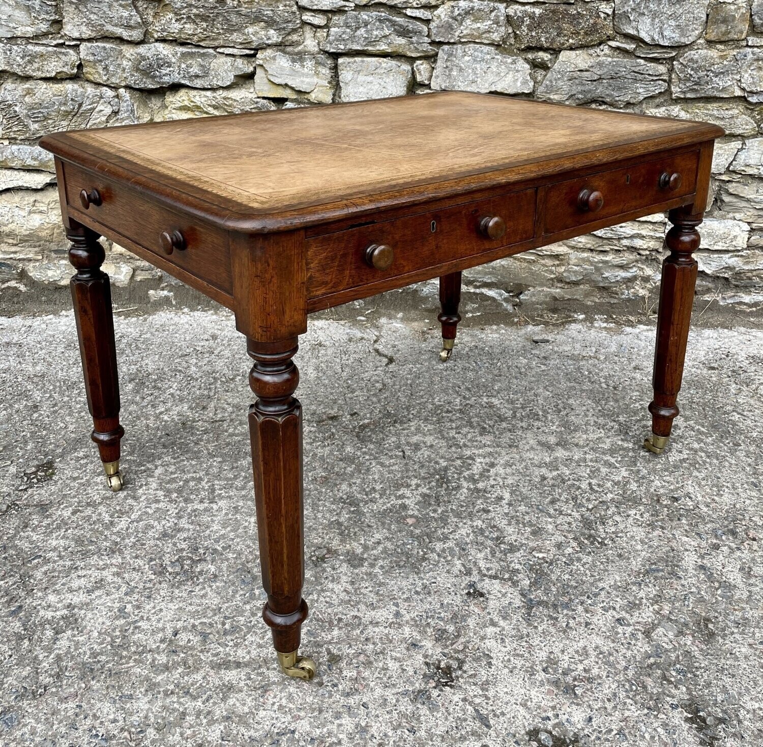 Victorian Oak Library Table