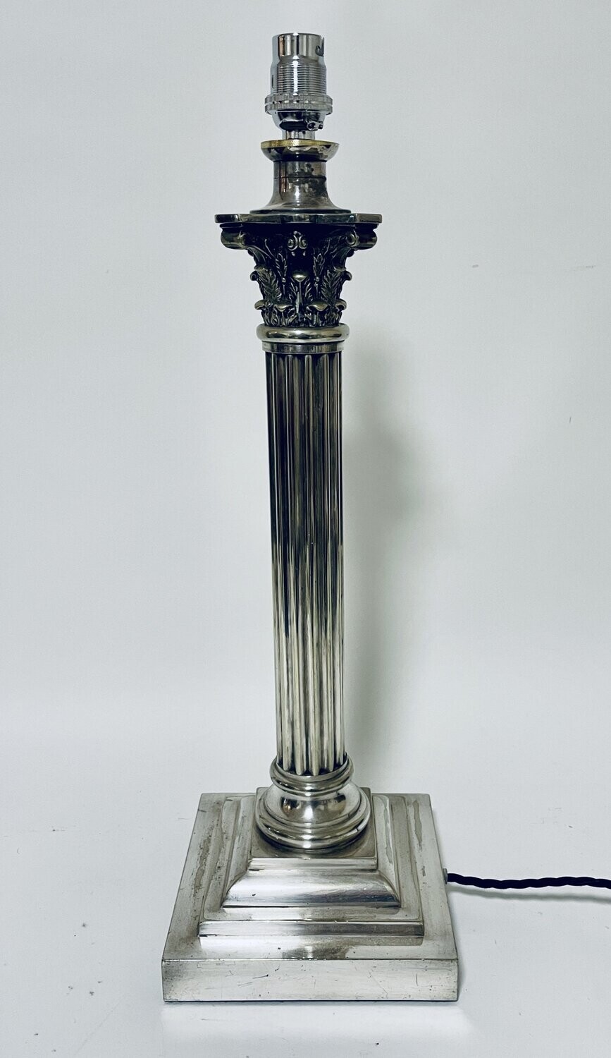 Antique Silver Plated Corinthian Column Lamp