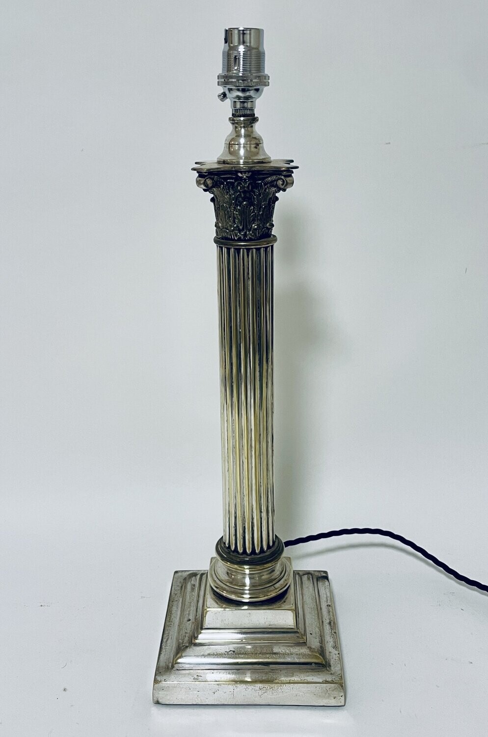 Antique Silver Plated Corinthian Column Lamp