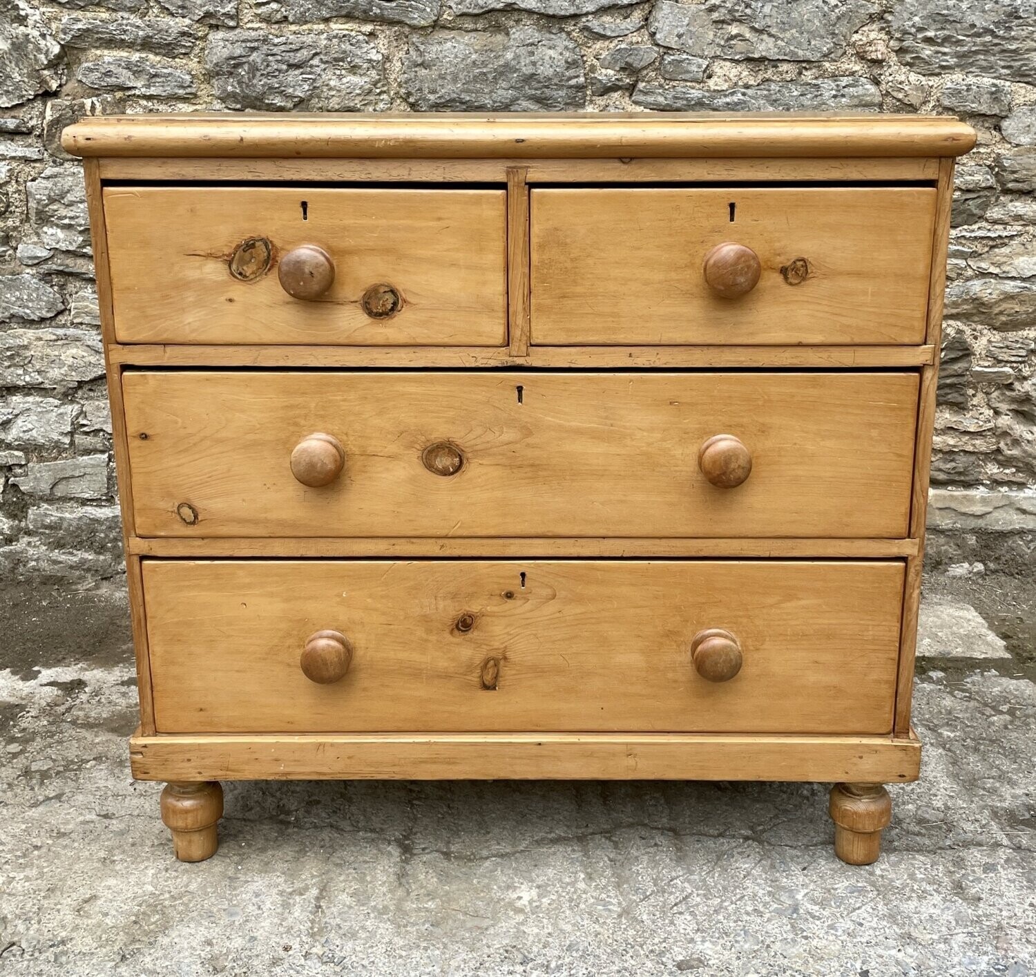 Small Victorian Stripped Pine Chest of Drawers