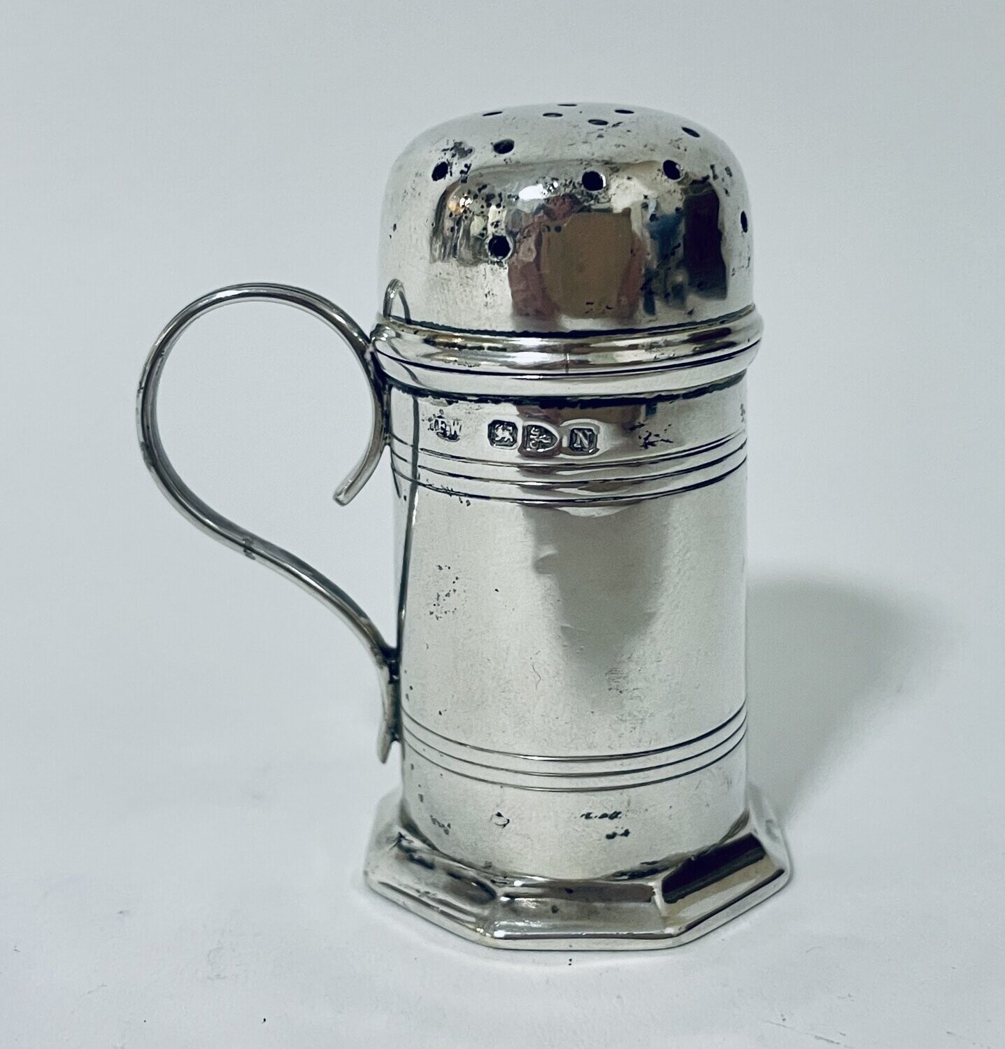 Victorian Silver Pepper Shaker with Handle