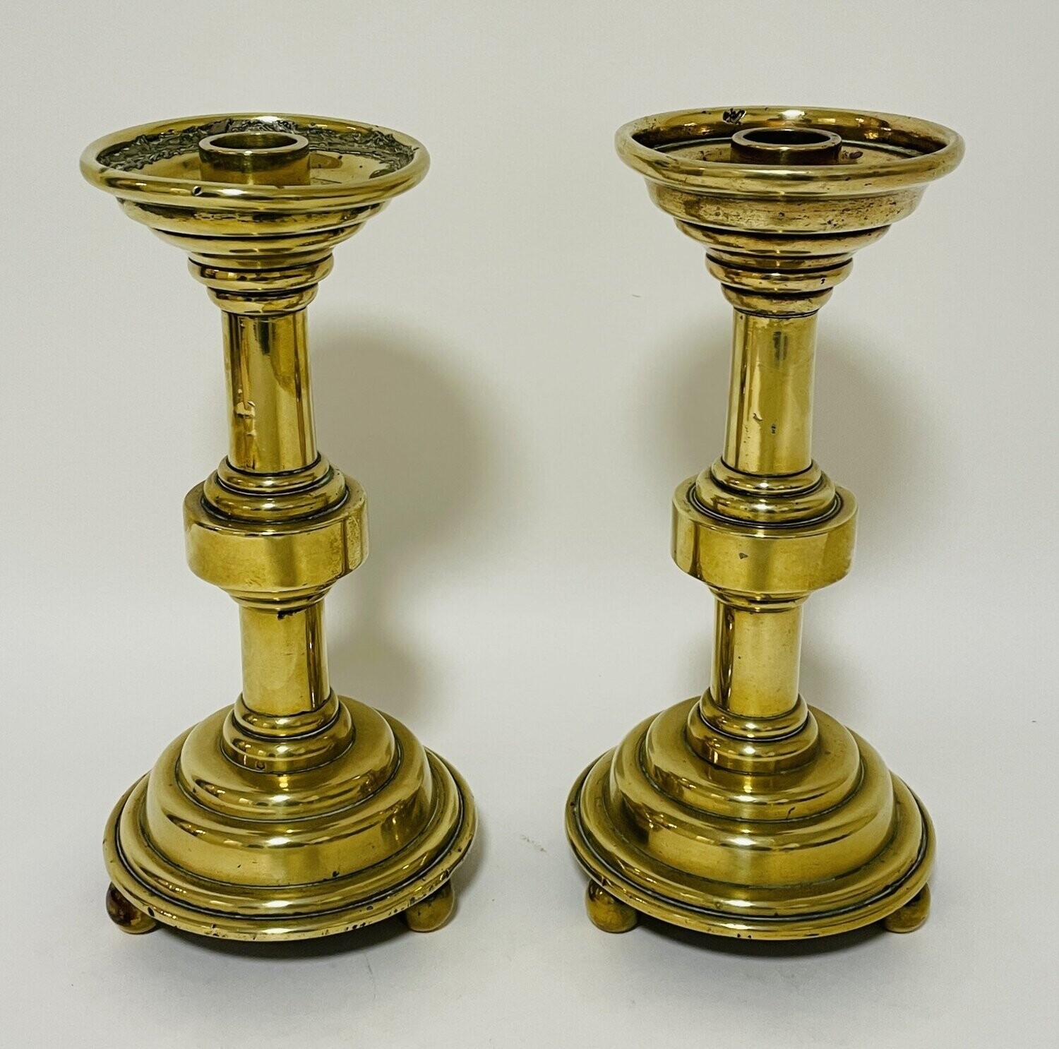 Pair of Victorian Brass Altar Candlesticks