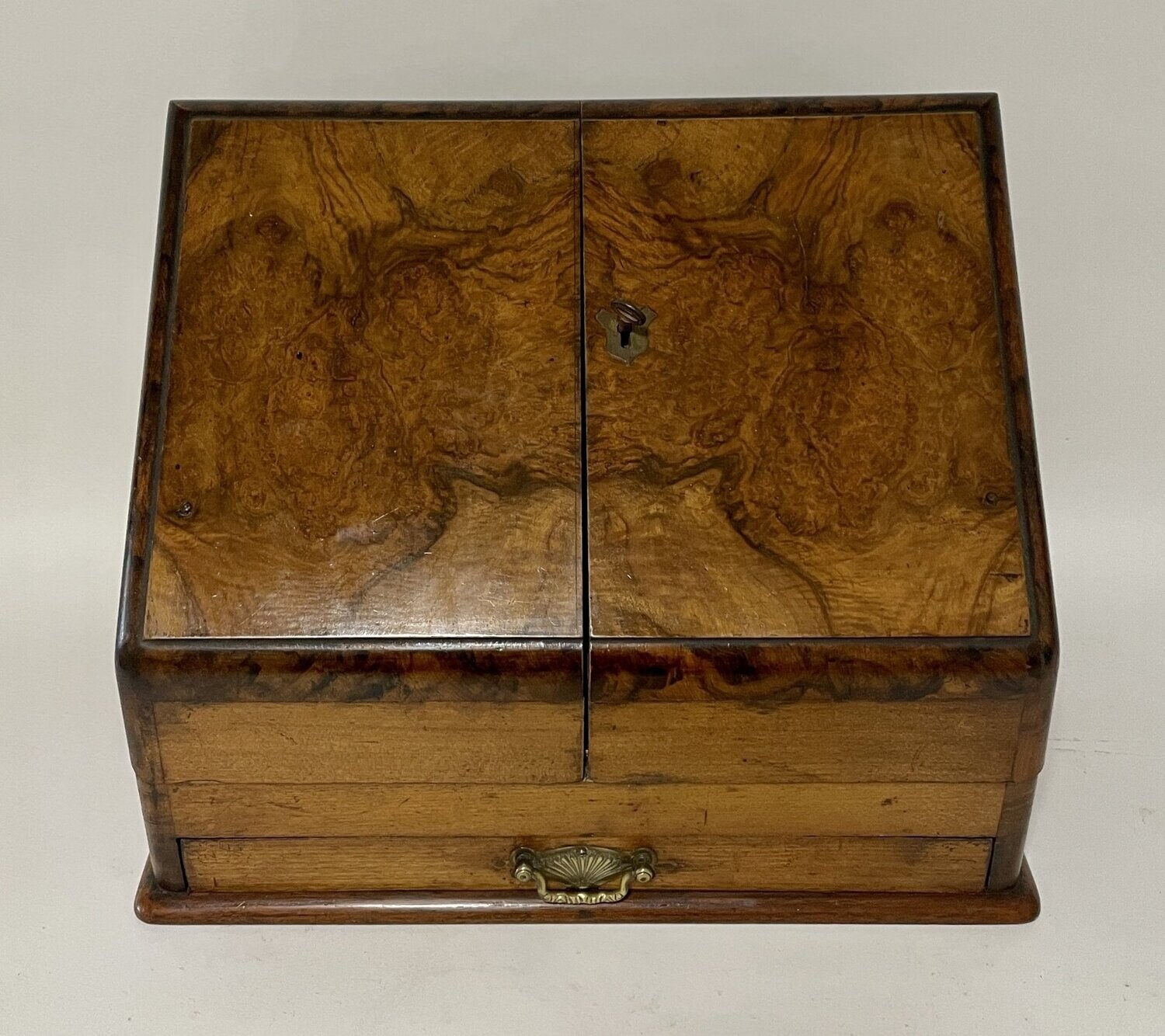 Antique Burr Walnut Stationery Cabinet
