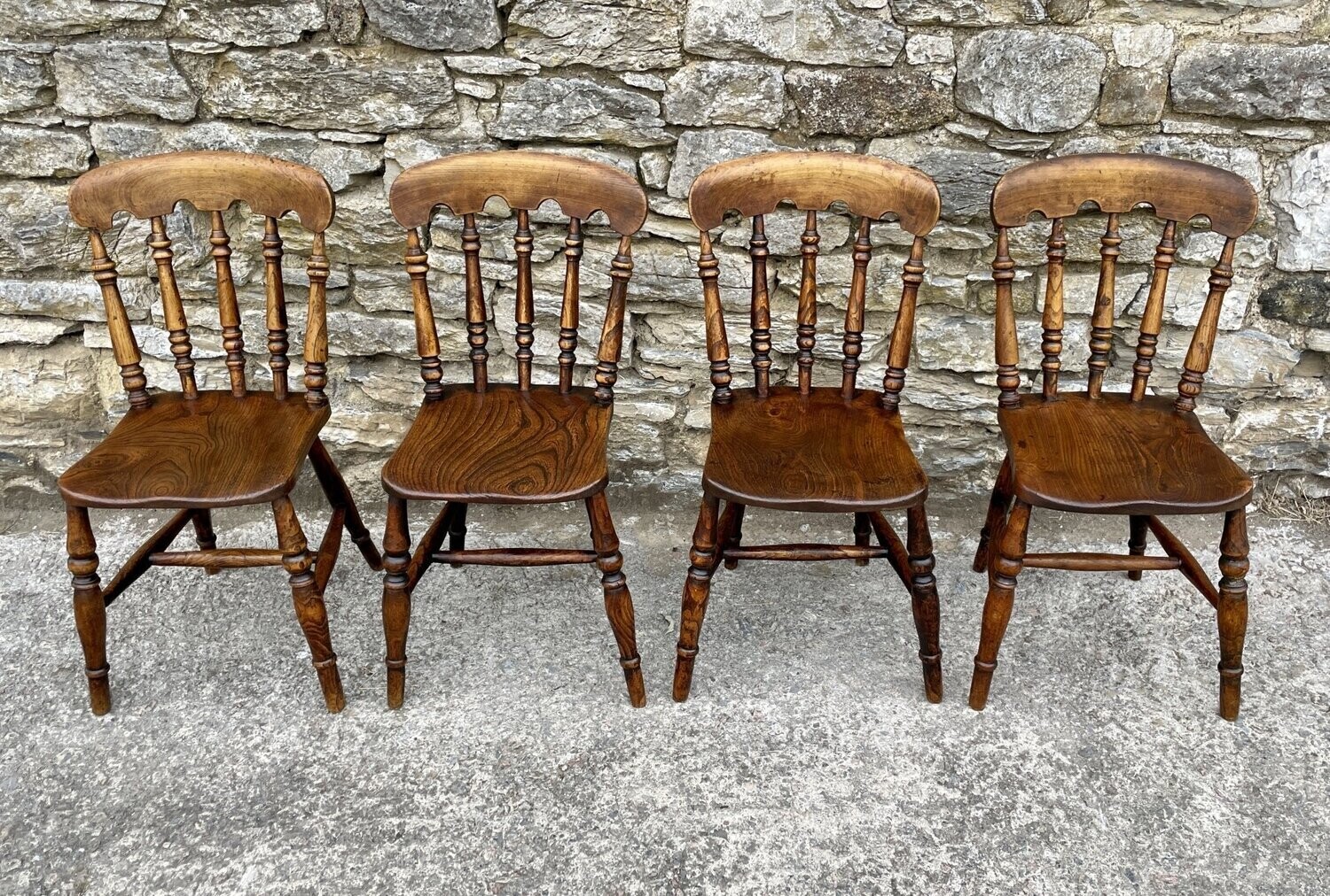 Set of 4 Victorian Elm and Oak Chairs
