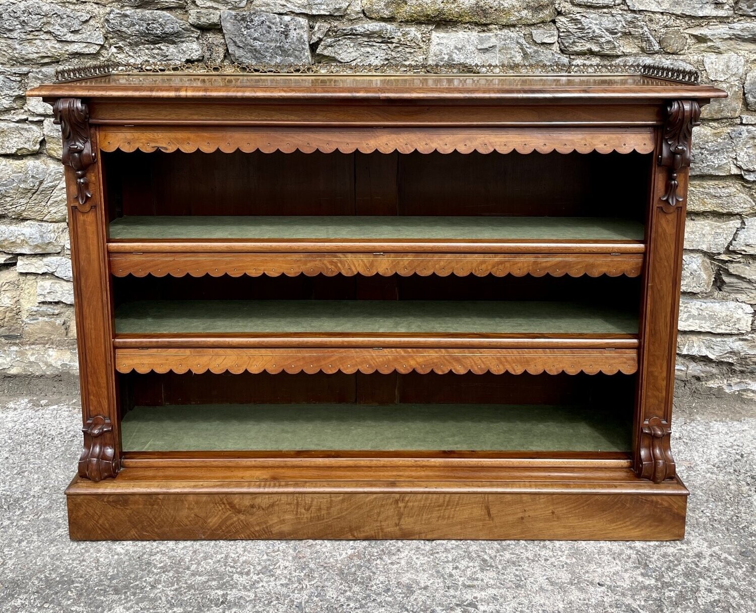 Victorian Burr Walnut Open Bookcase