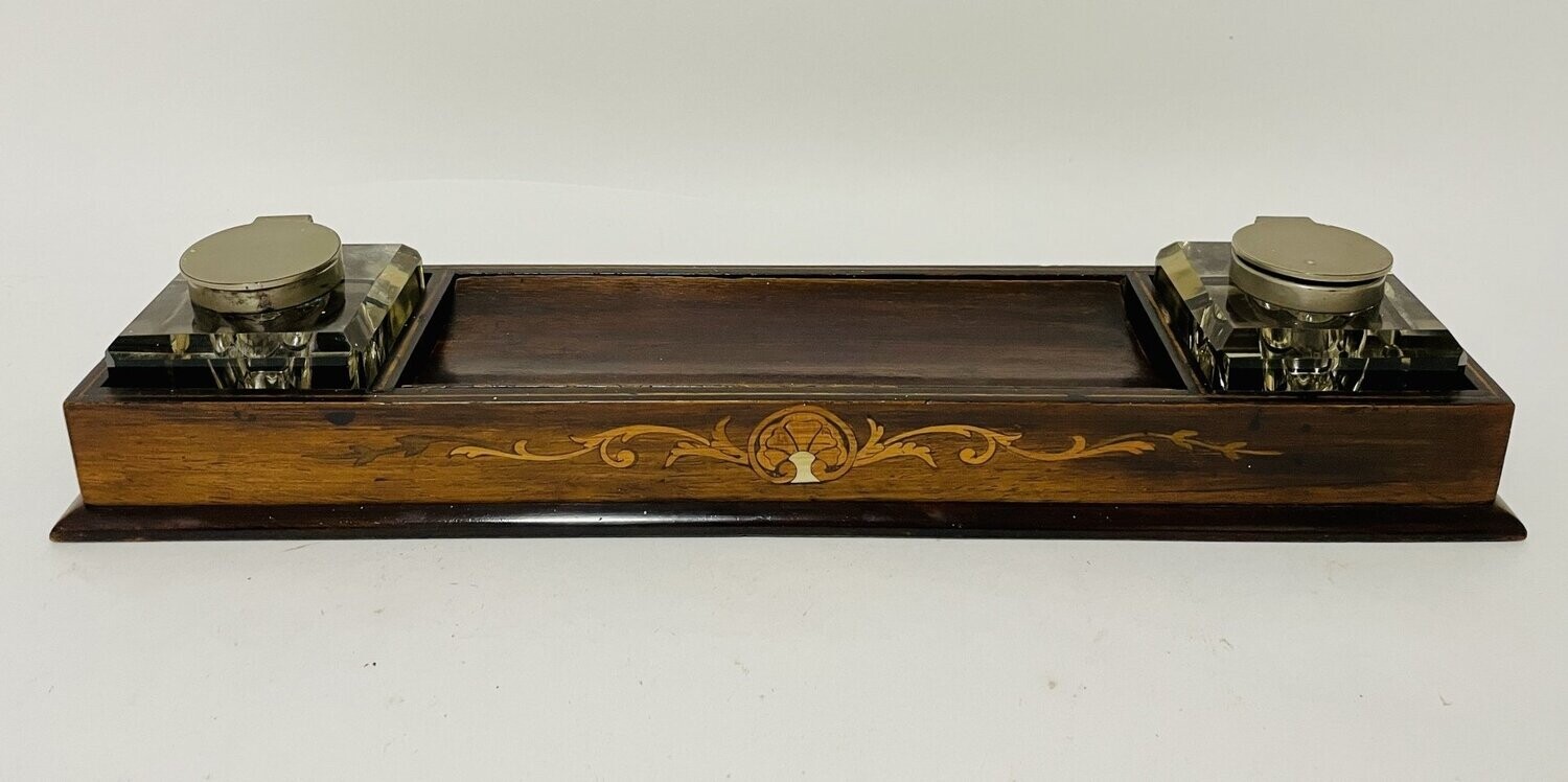 Antique Inlaid Desktop Inkstand