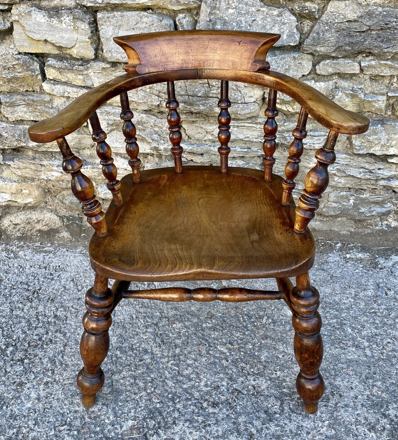 Antique Elm Captains Chair