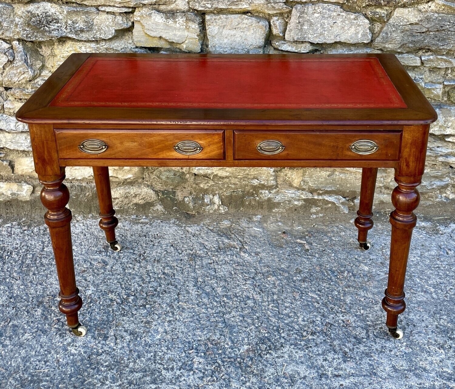 Antique Two Drawer Walnut Writing Table