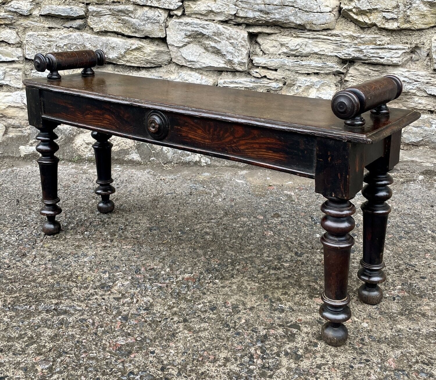 Victorian Oak Window Bench