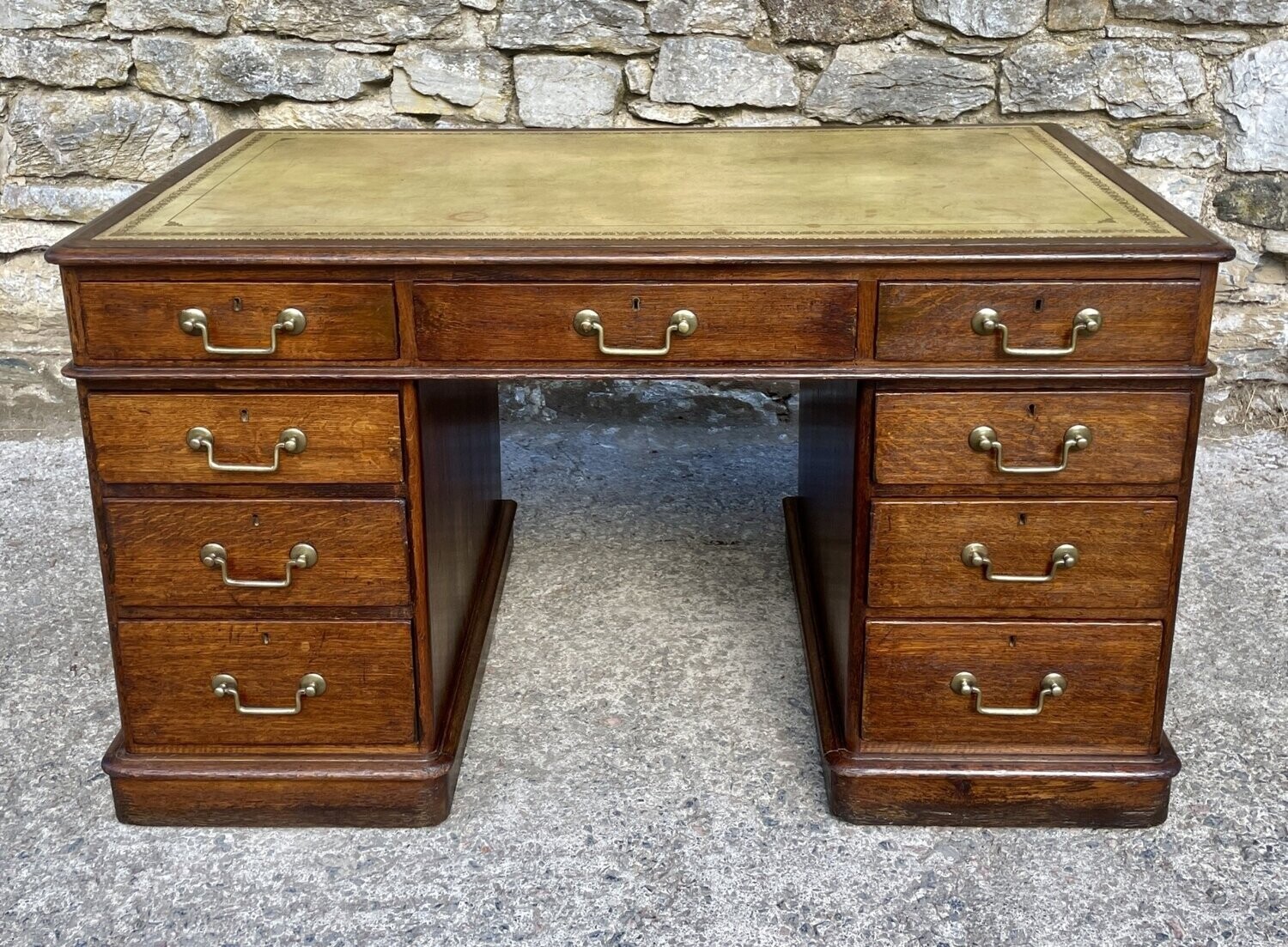 Early Victorian Oak Pedestal Desk