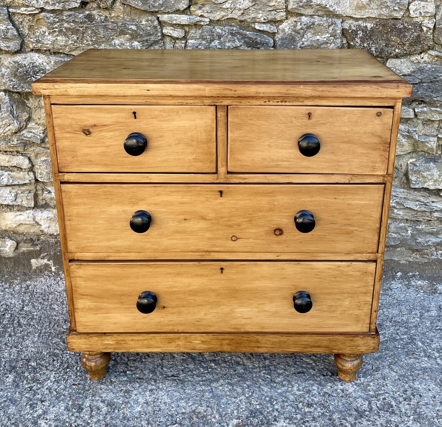 Small Victorian Stripped Pine Chest of Drawers