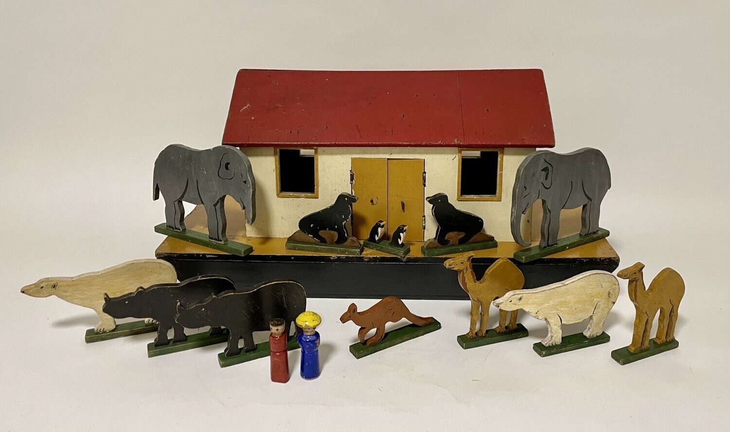 Antique Wooden Hand Made Noahs Ark