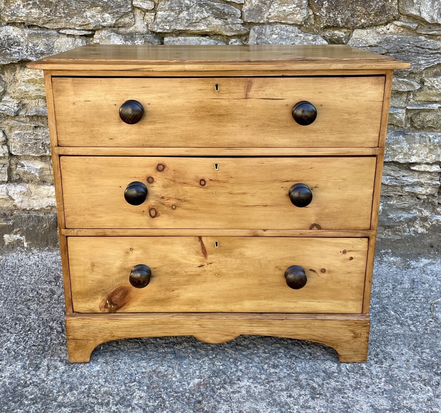 Small Antique Stripped Pine Chest of Drawers