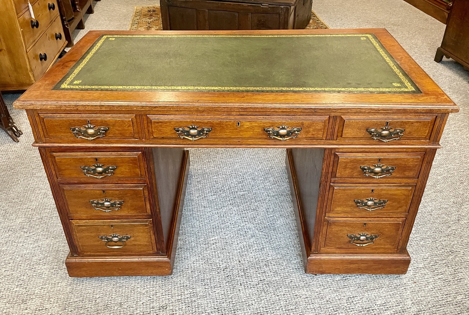 Edwardian Oak Pedestal Desk