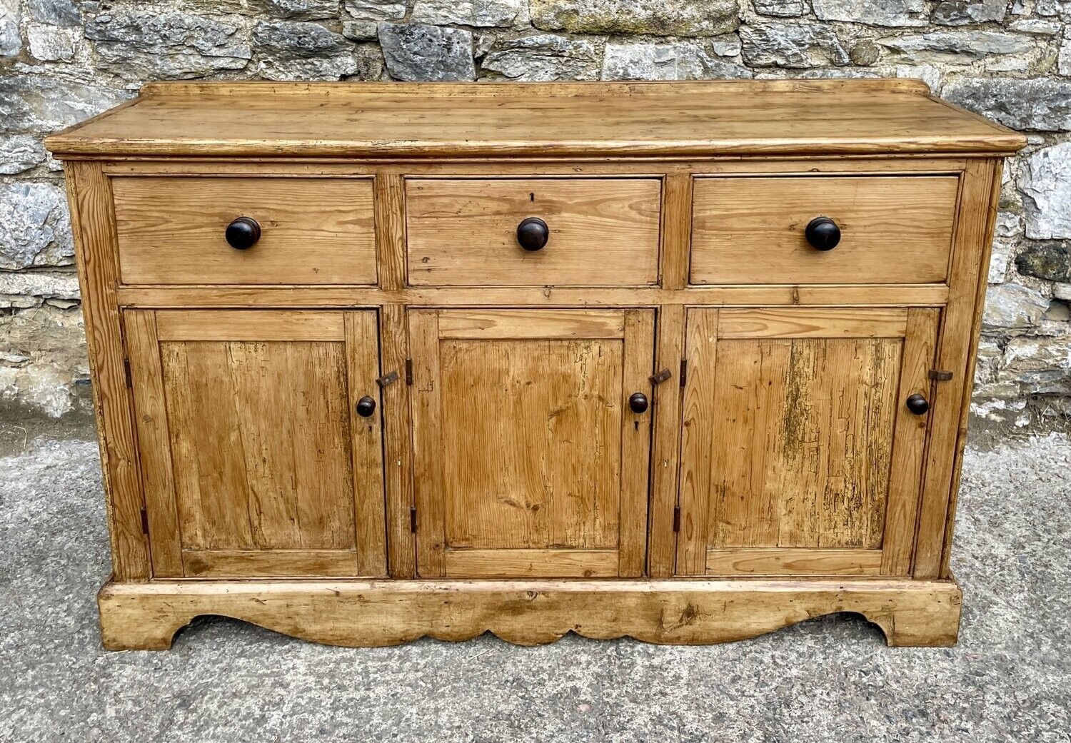 Large Antique Stripped Pine Dresser Base
