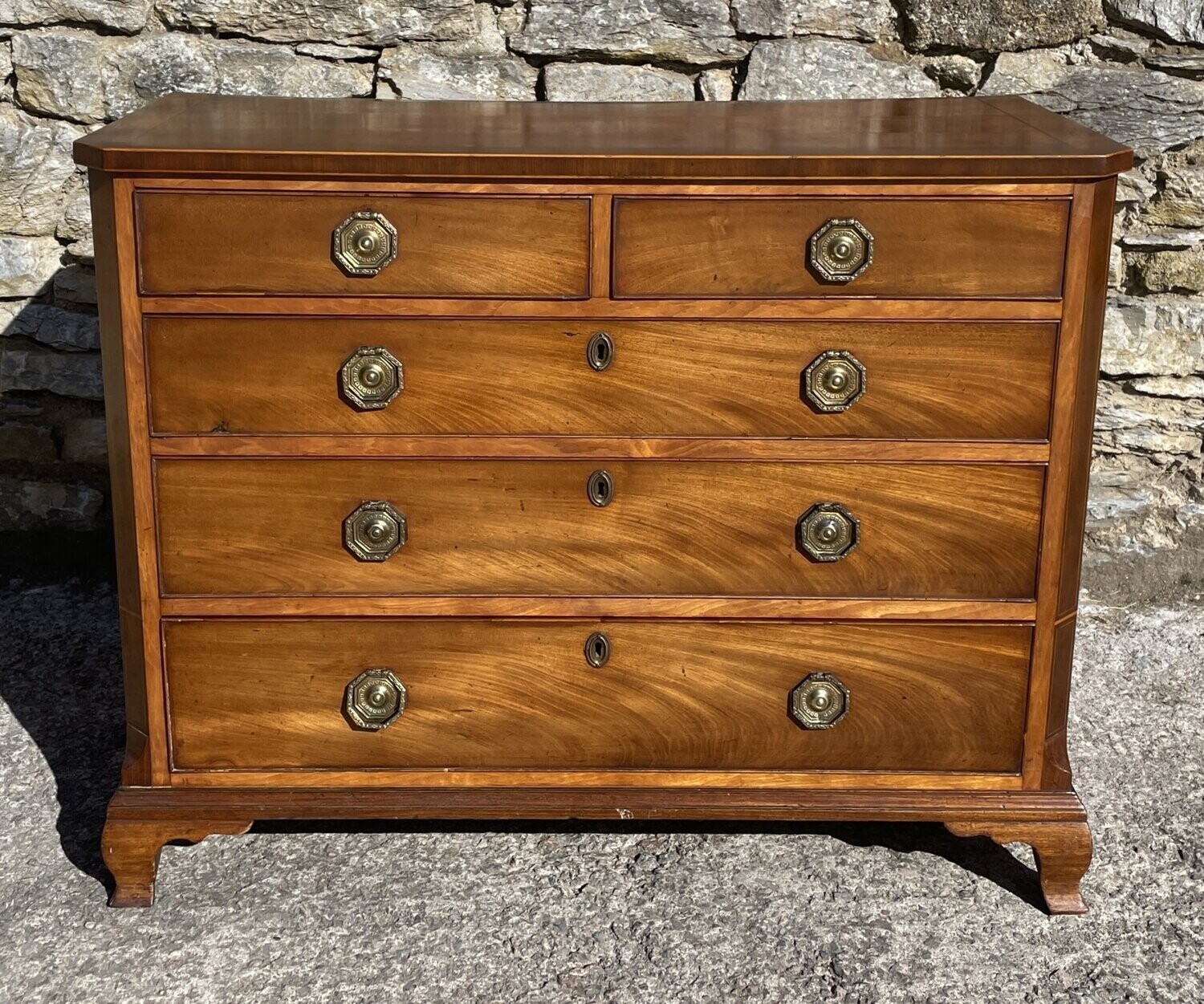 Georgian Mahogany Crossbanded Chest of Drawers