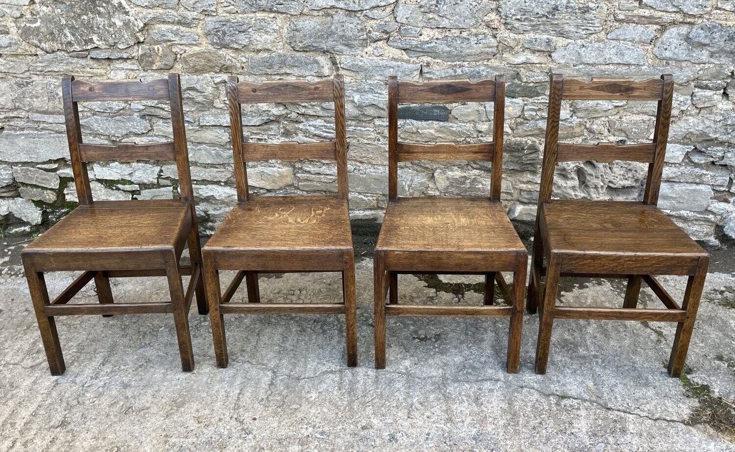 Set of 4 Antique Welsh Oak Chairs