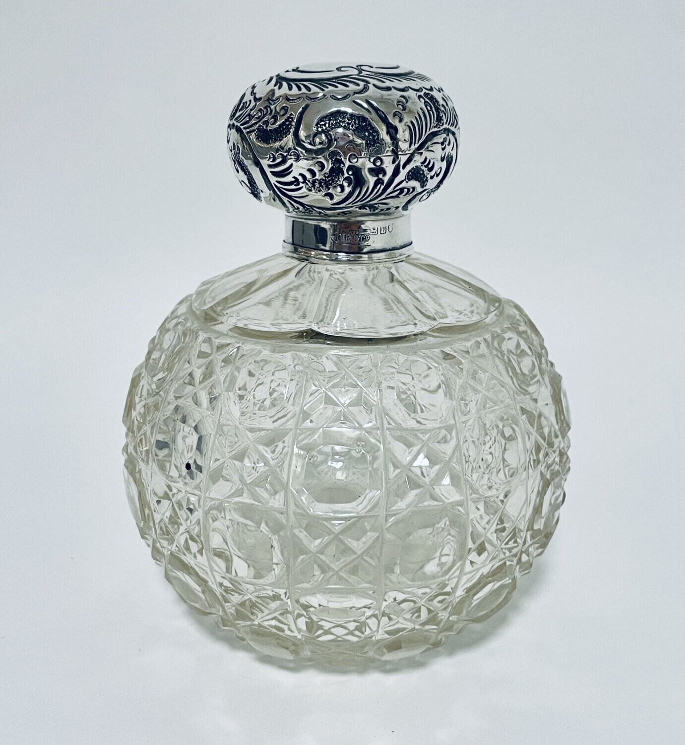 Large Antique Silver Topped Scent Bottle