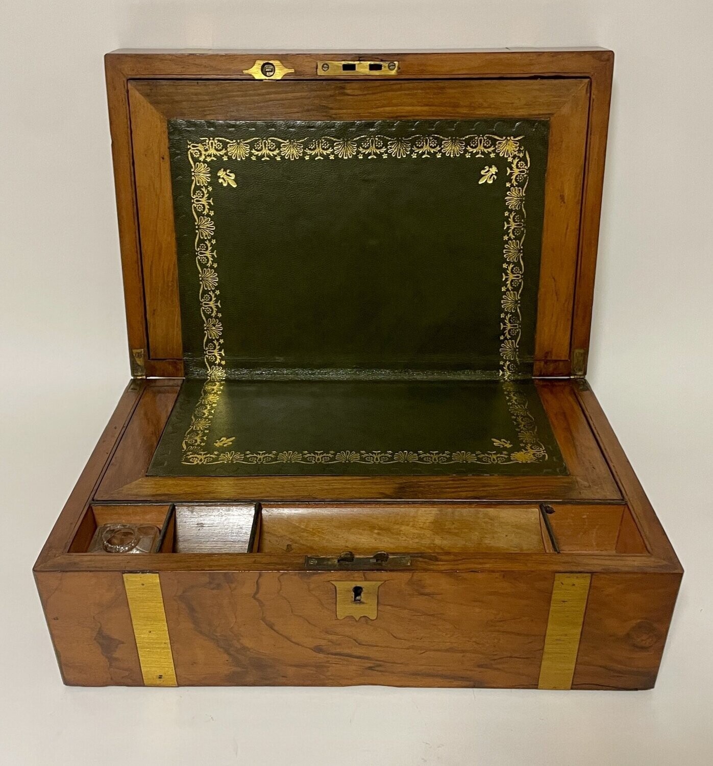 Victorian Walnut Brass Bound Writing Slope