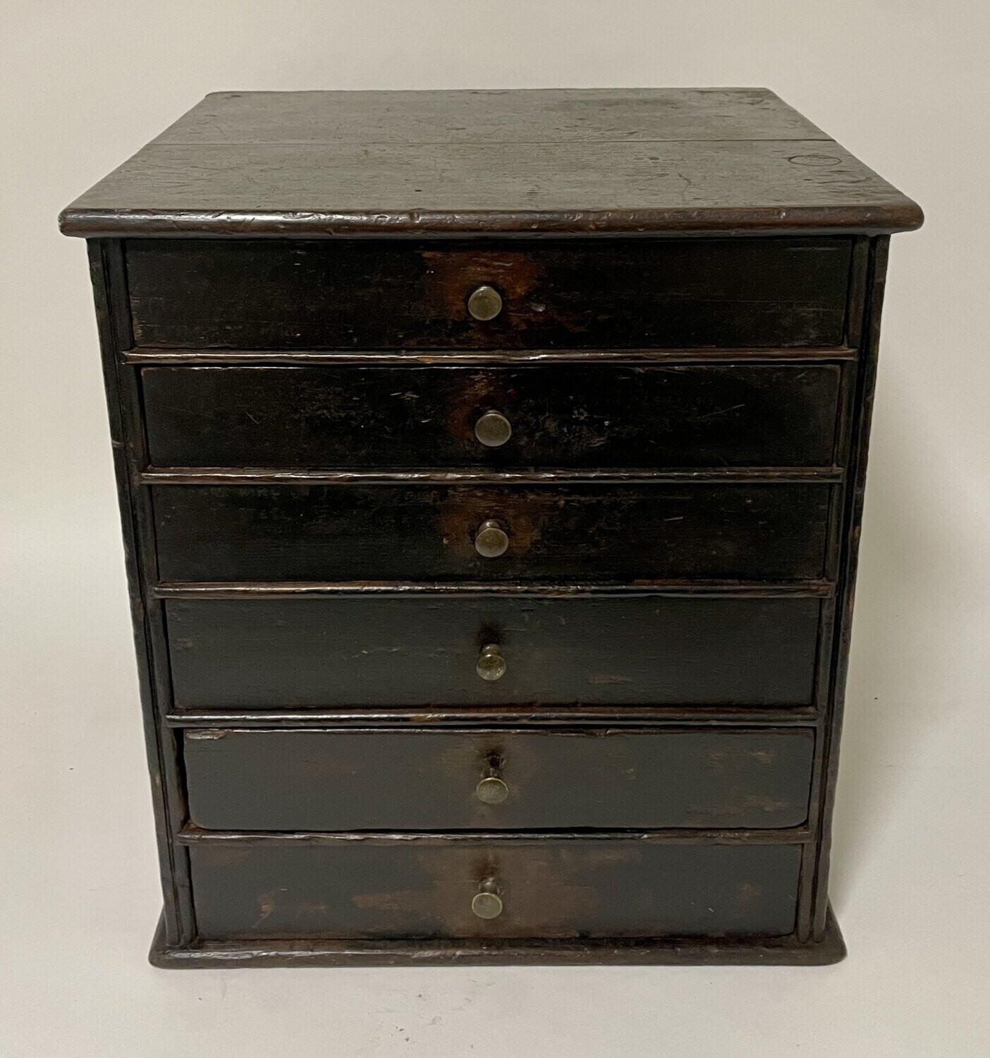 Antique Stained Pine Bank of Drawers