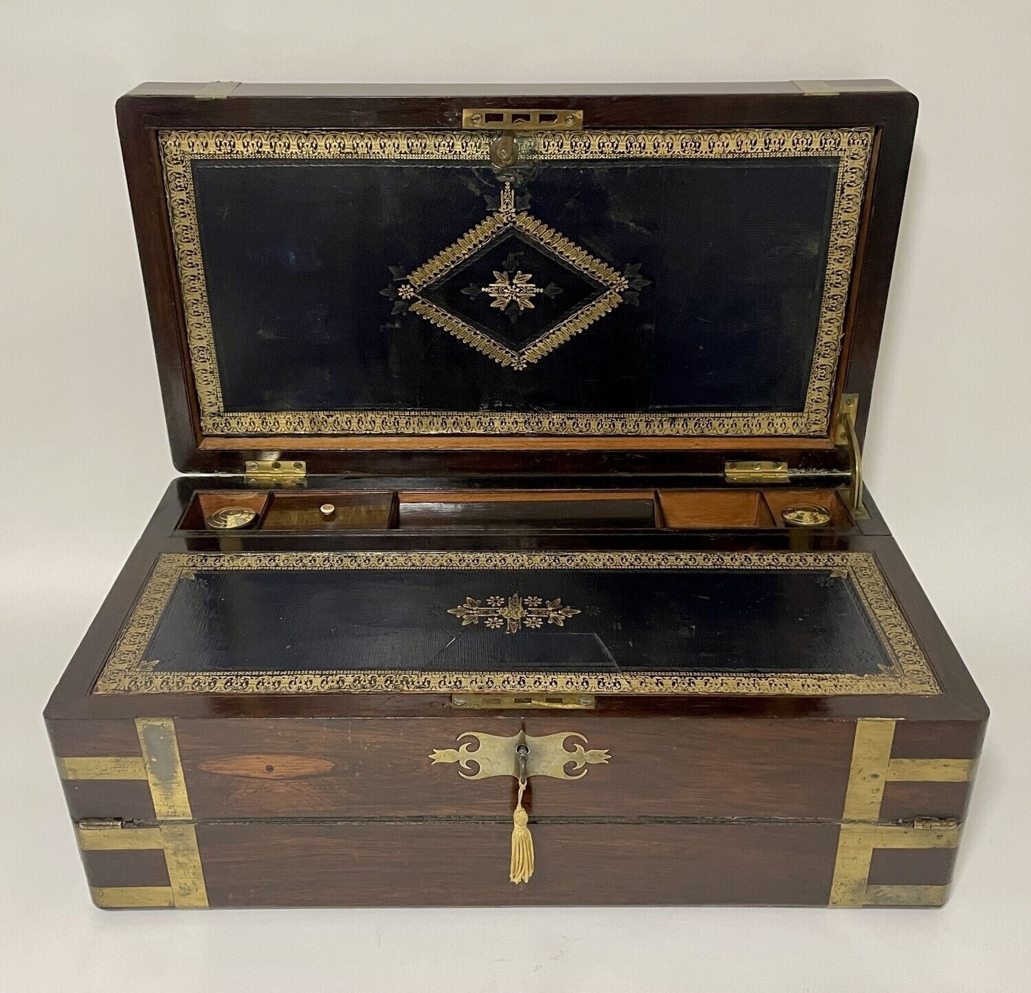Victorian Brass Bound Rosewood Writing Slope
