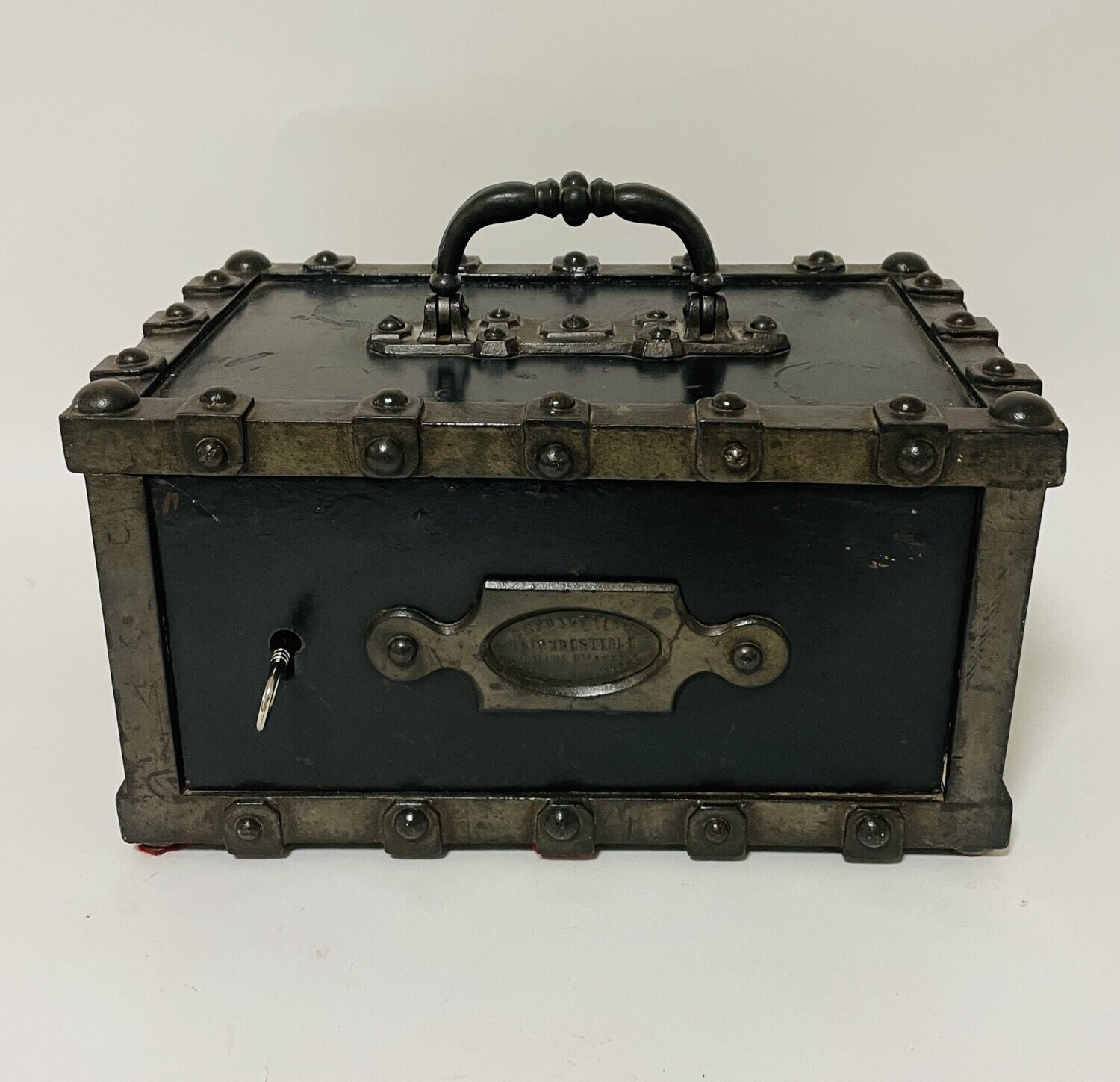 Antique French Cast Iron Travelling Strongbox
