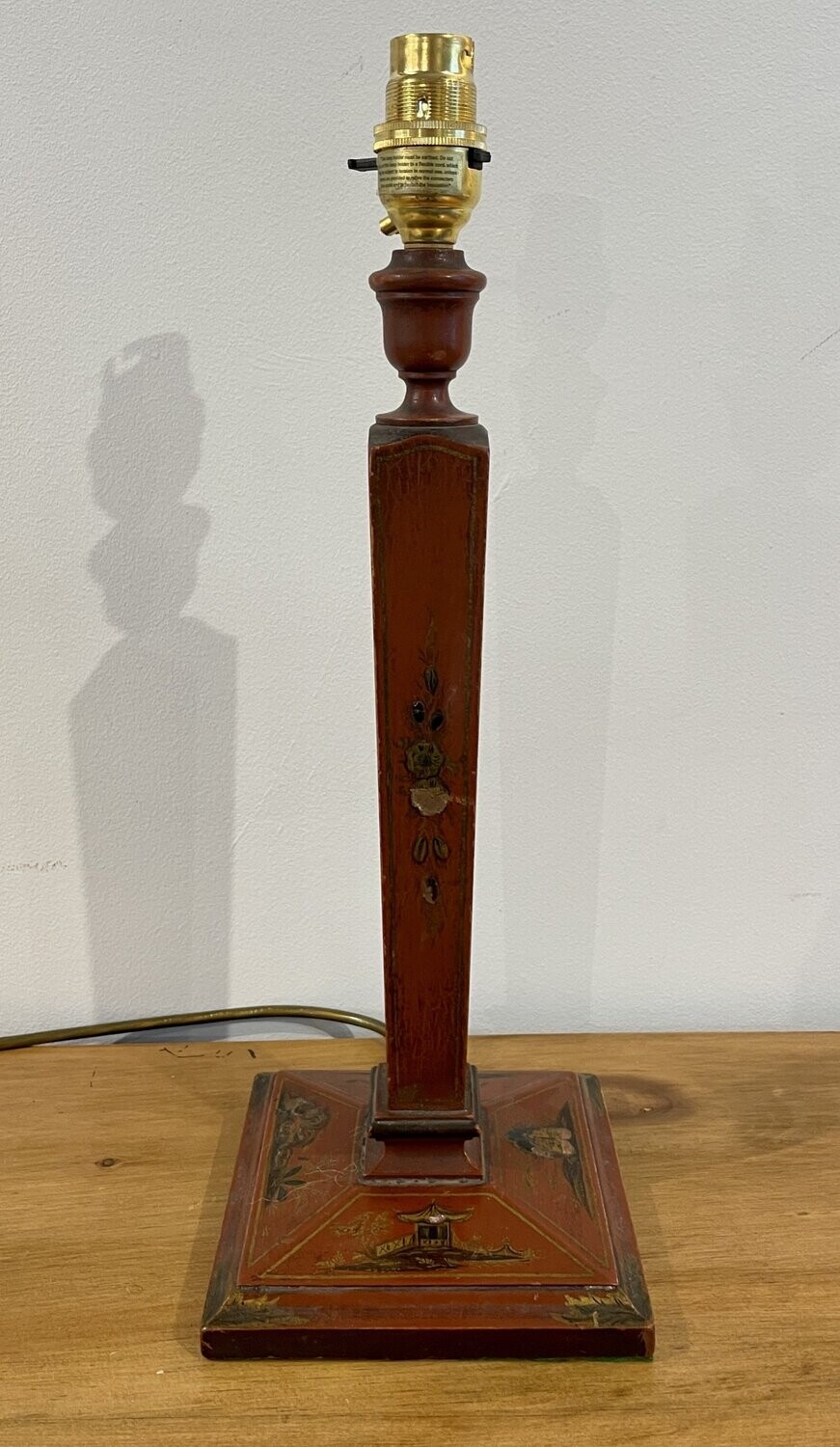 Antique Red Painted Chinoiserie Table Lamp