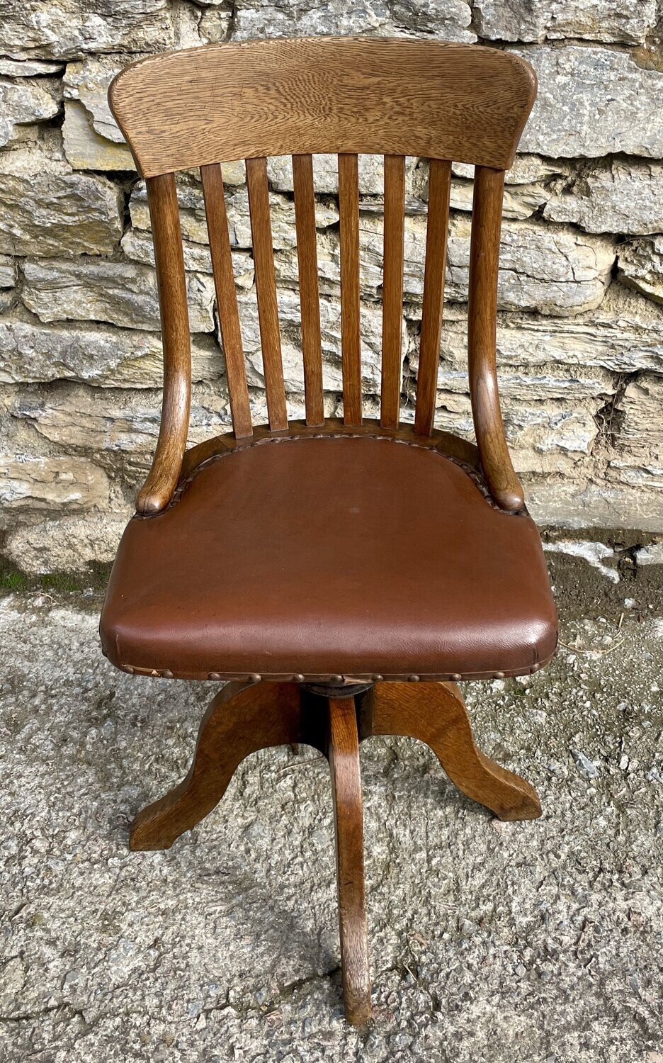 Edwardian Oak Swivel Desk Chair