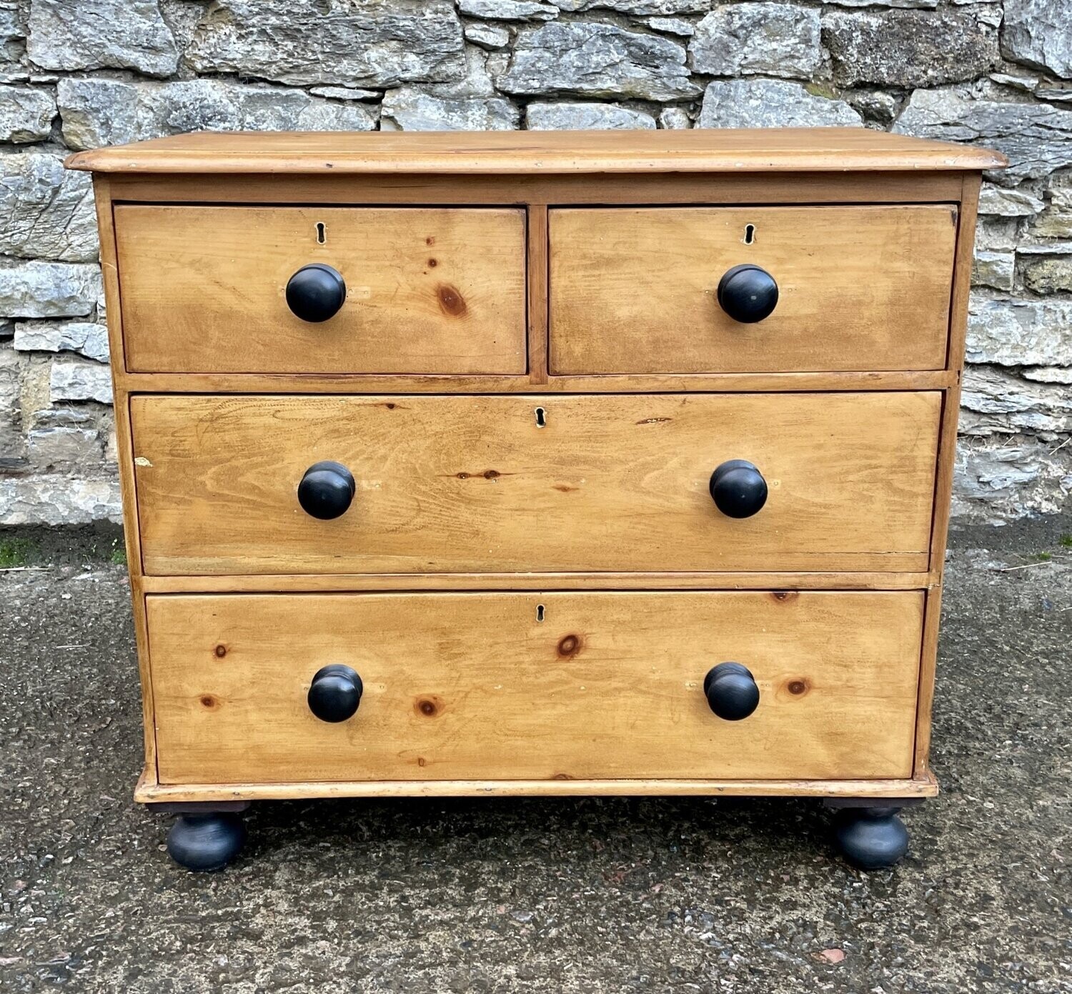 Small Antique Stripped Pine Chest of Drawers