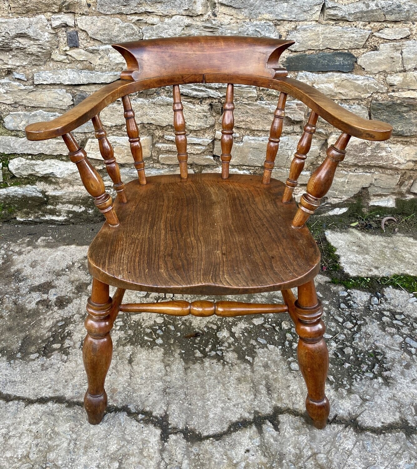 Antique Elm Captains Chair