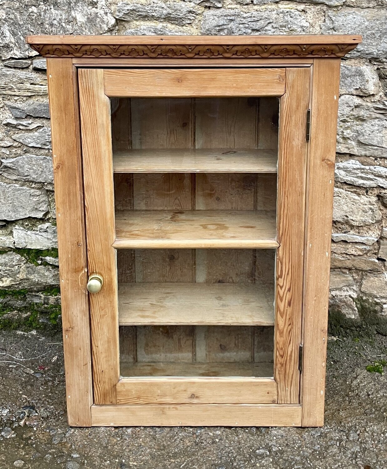 Antique Pine Glazed Wall Cupboard