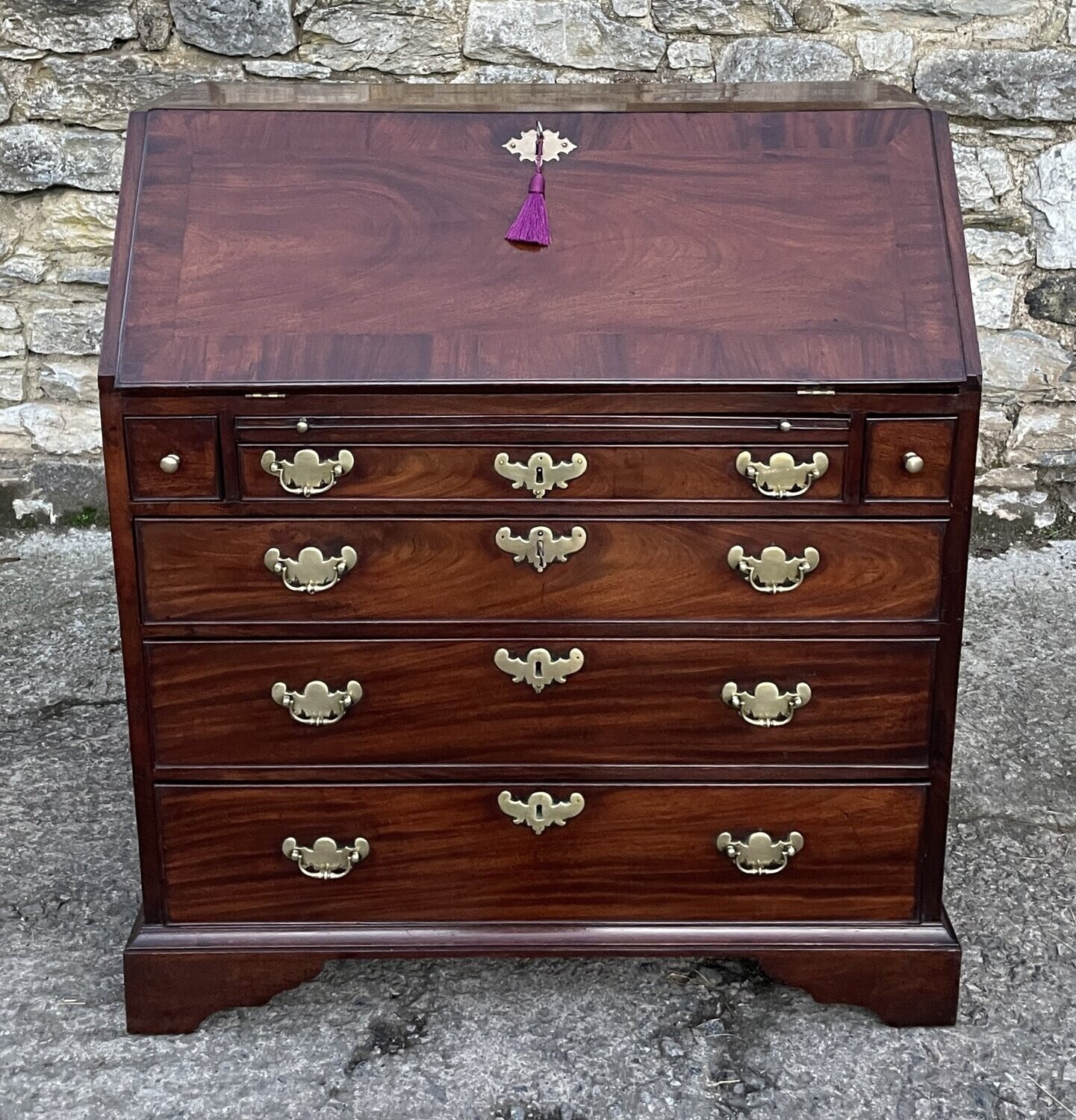 Rare Georgian Red Walnut Bureau