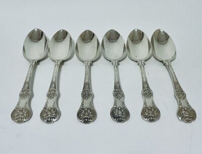 Set of 6 Large Georgian Silver Serving Spoons