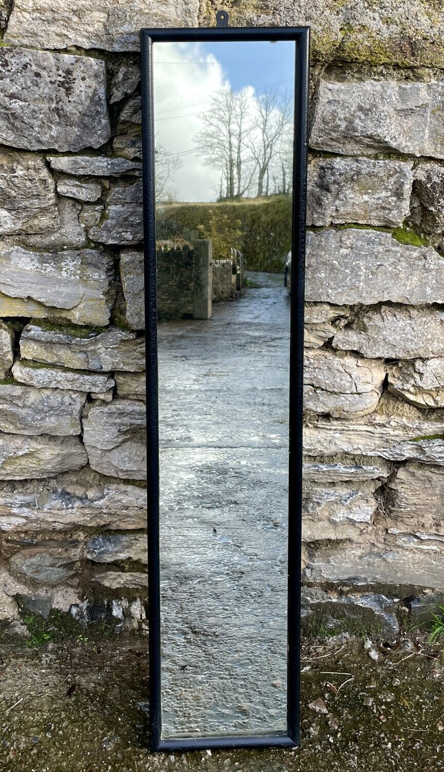 Narrow Antique Ebonised Tailors Mirror