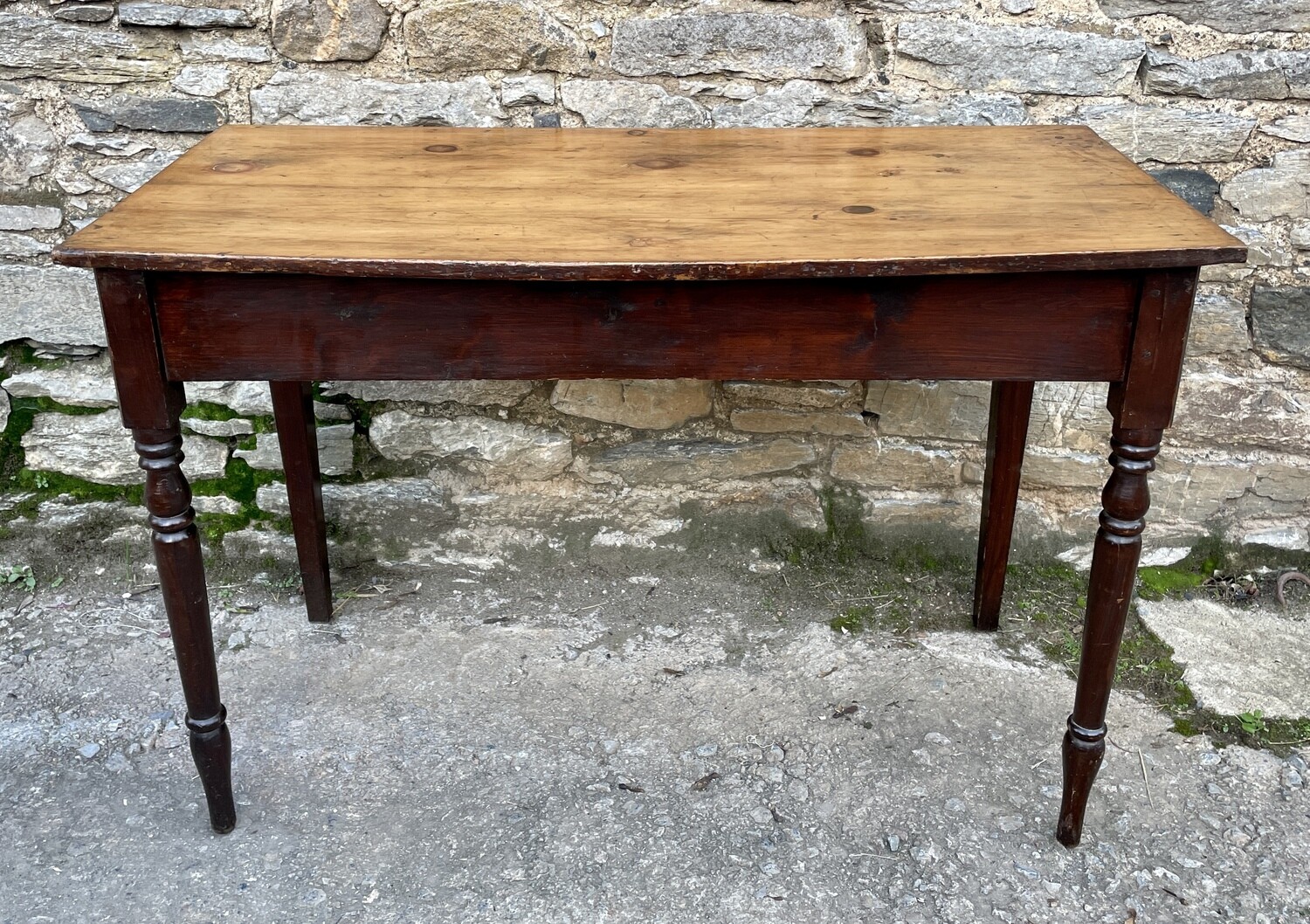 Antique Pine Bow Front Table