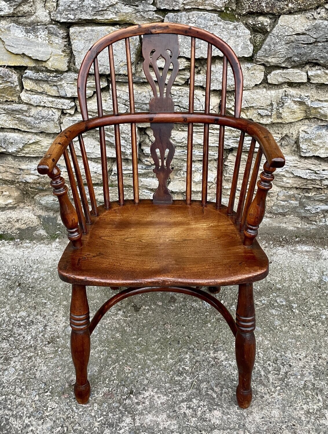 Antique Yew Wood Windsor Hoop Back Chair
