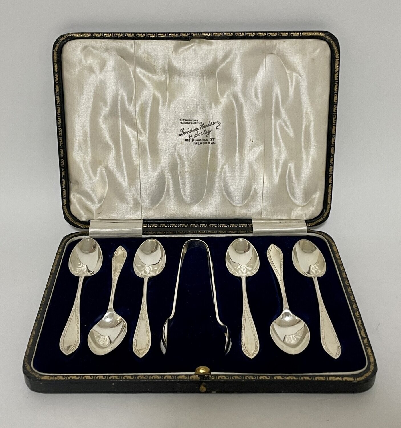 Set of Antique Silver Teaspoons and Sugar Tongs
