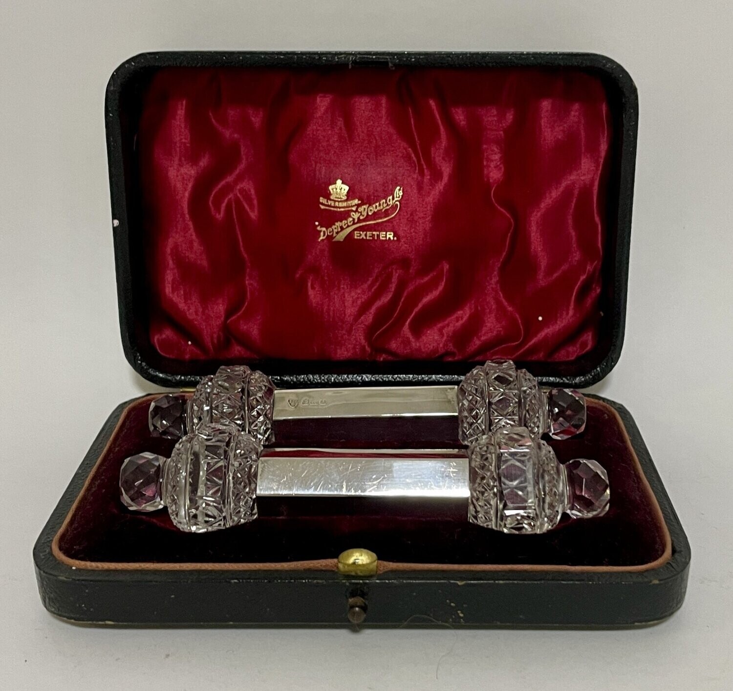 Pair of Silver Mounted Glass Knife Rests