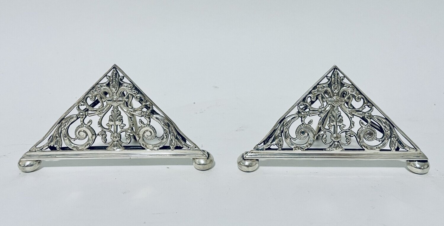 Pair of Antique Silver Place Card Holders