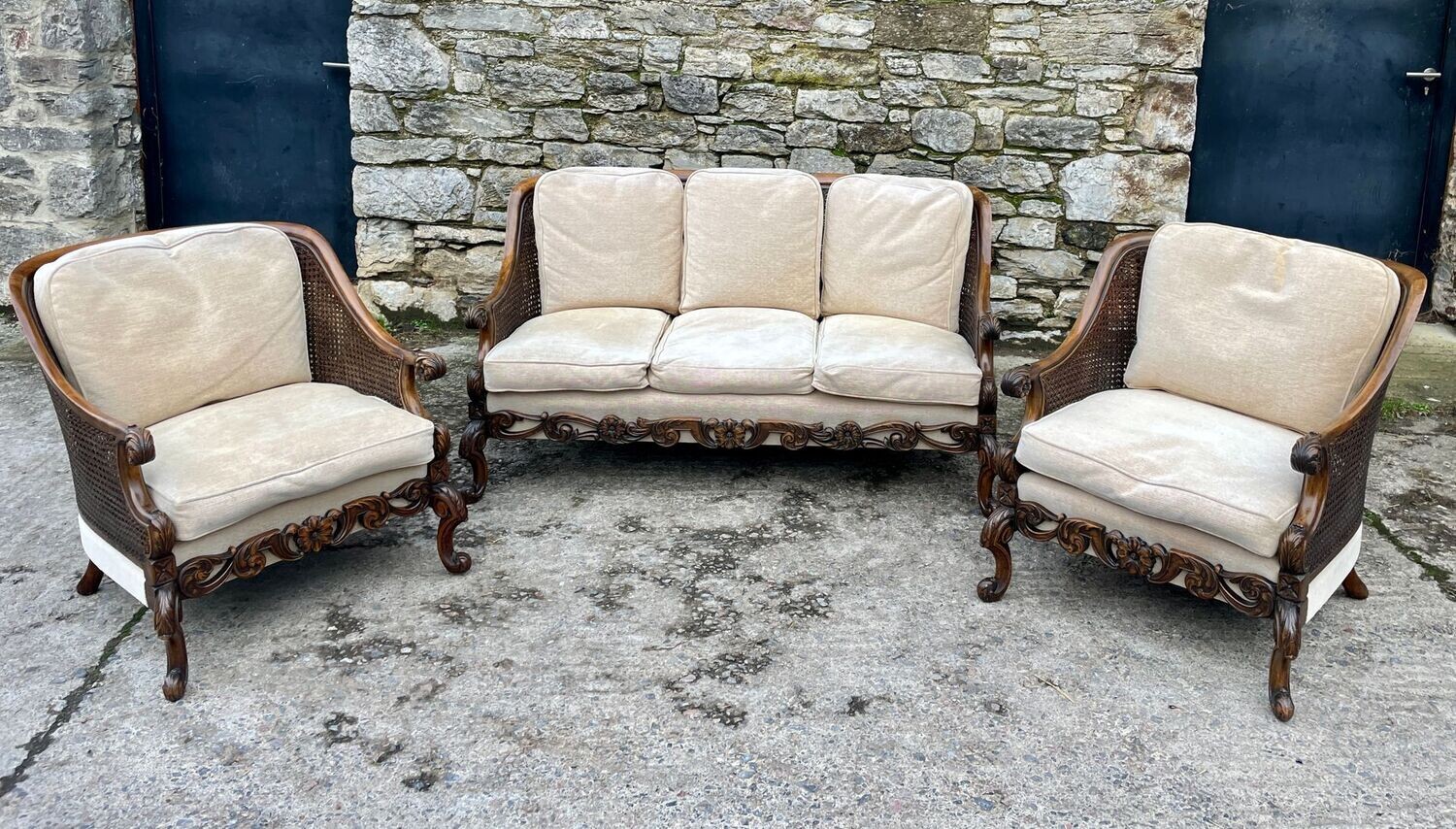 Antique 3-Piece Bergere Suite