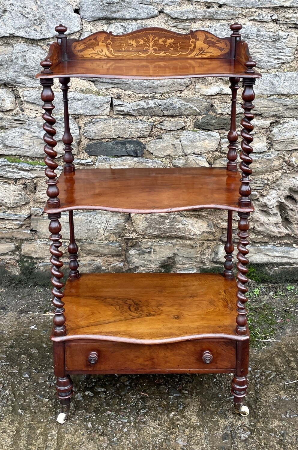 Victorian Walnut Inlaid Whatnot