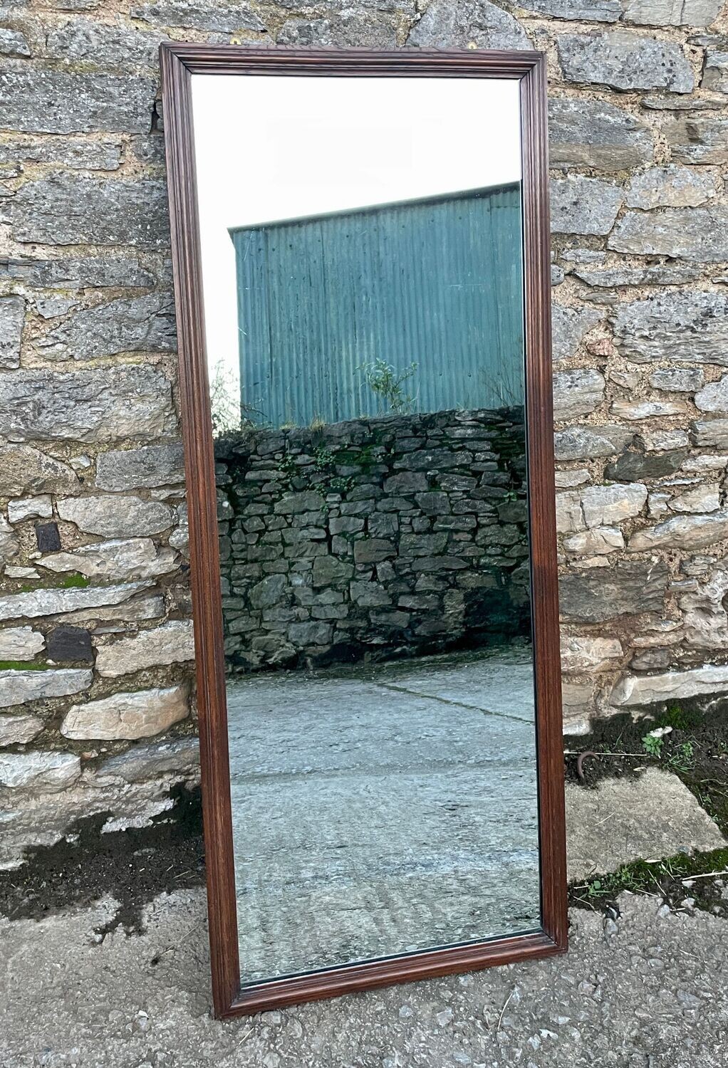 Large Antique Oak Framed Mirror